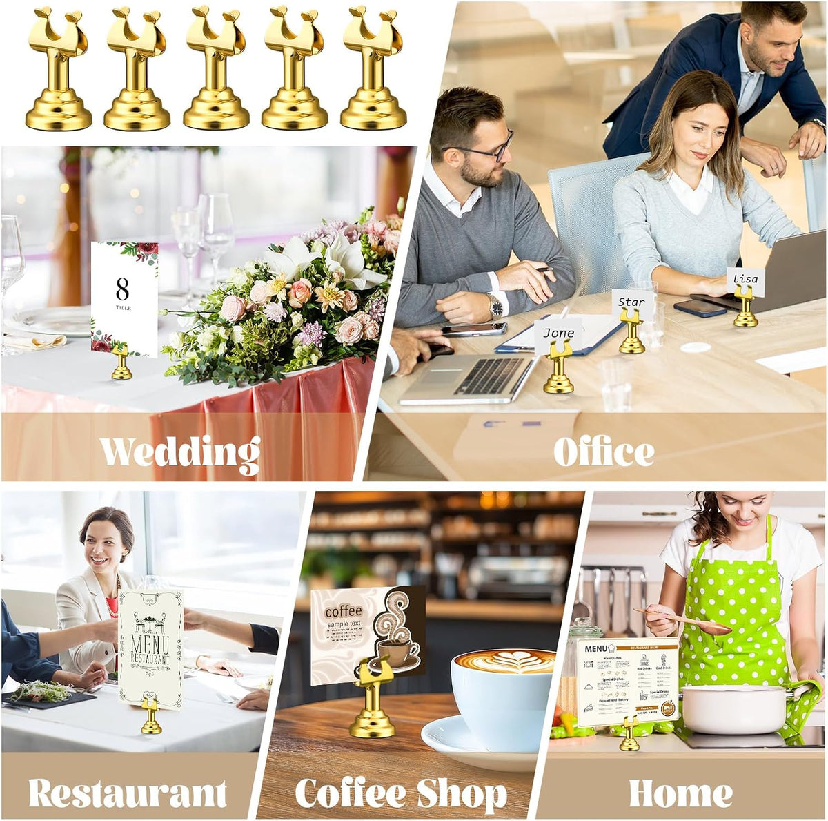 24 Pcs Gold Table Number Holders Metal 1.8 in Place Card Holders | Harp Clip Place Cards Stands for Wedding Restaurant