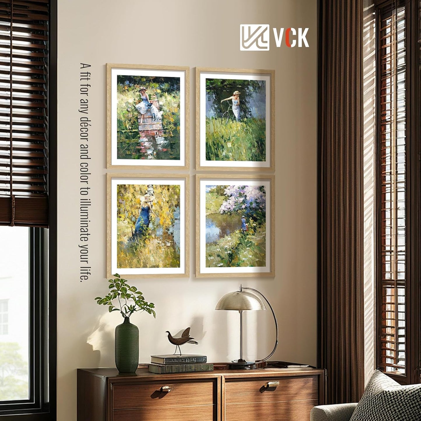 VCK 22x28 Frame Oak 4 Pack, Wide Thick Wood Border, for Poster/Print | Exclusive Woodgrain, Wall Hanging, HD