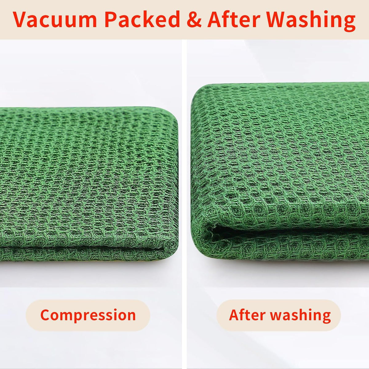 Homaxy 100% Cotton Oversized Waffle Weave Kitchen Towels 4-Pack | Grass Green, 20 x 28 Inches, Ultra Soft Absorbent