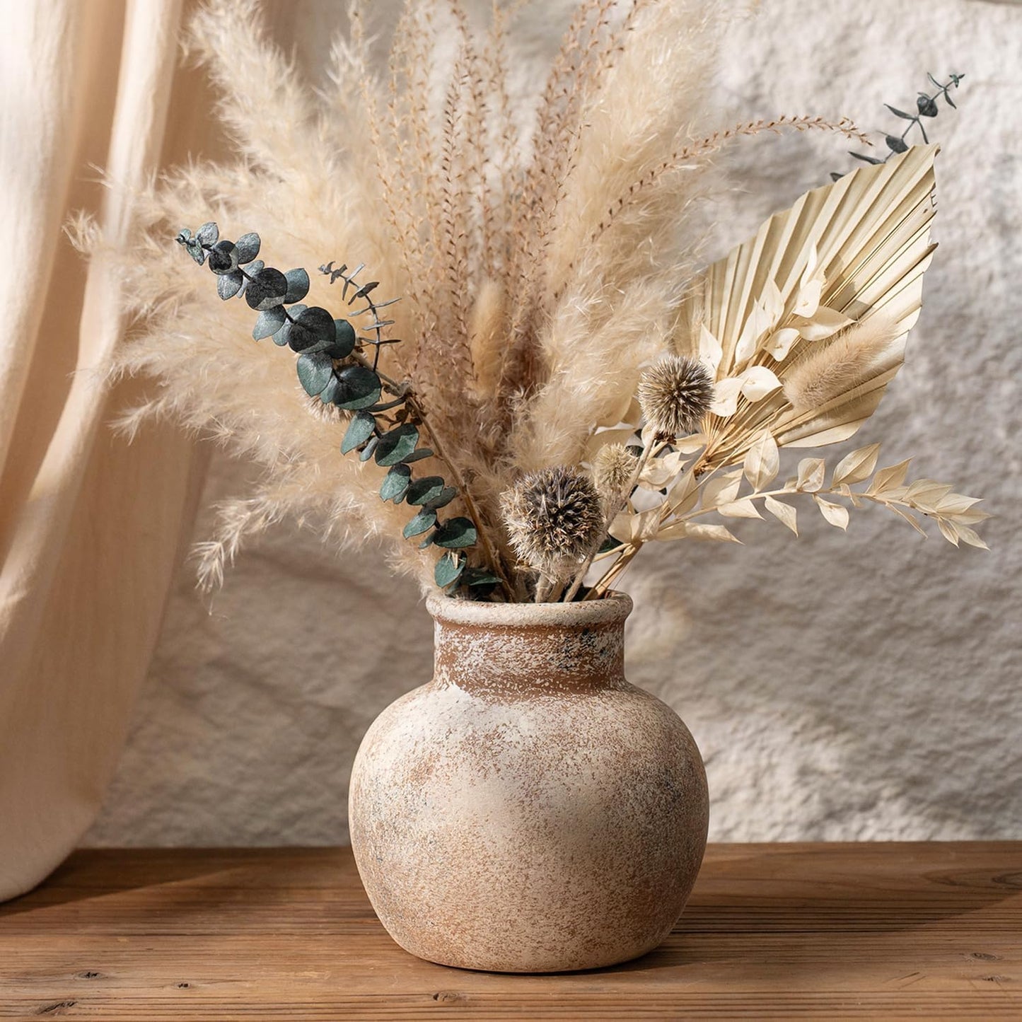 Small Vintage Ceramic Flower Vase / 102-terracotta / 5.9 Inch