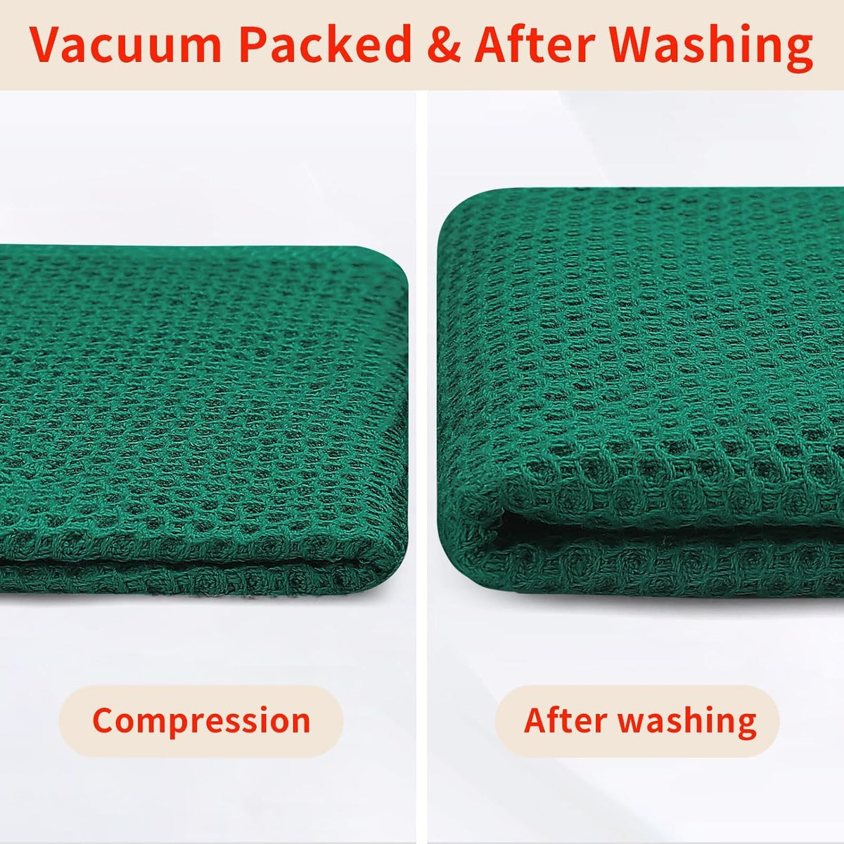 Homaxy 100% Cotton Waffle Weave Kitchen Dish Cloths 18-Pack, Dark Green | 12 x 12 Inches, Ultra Soft Absorbent Dish