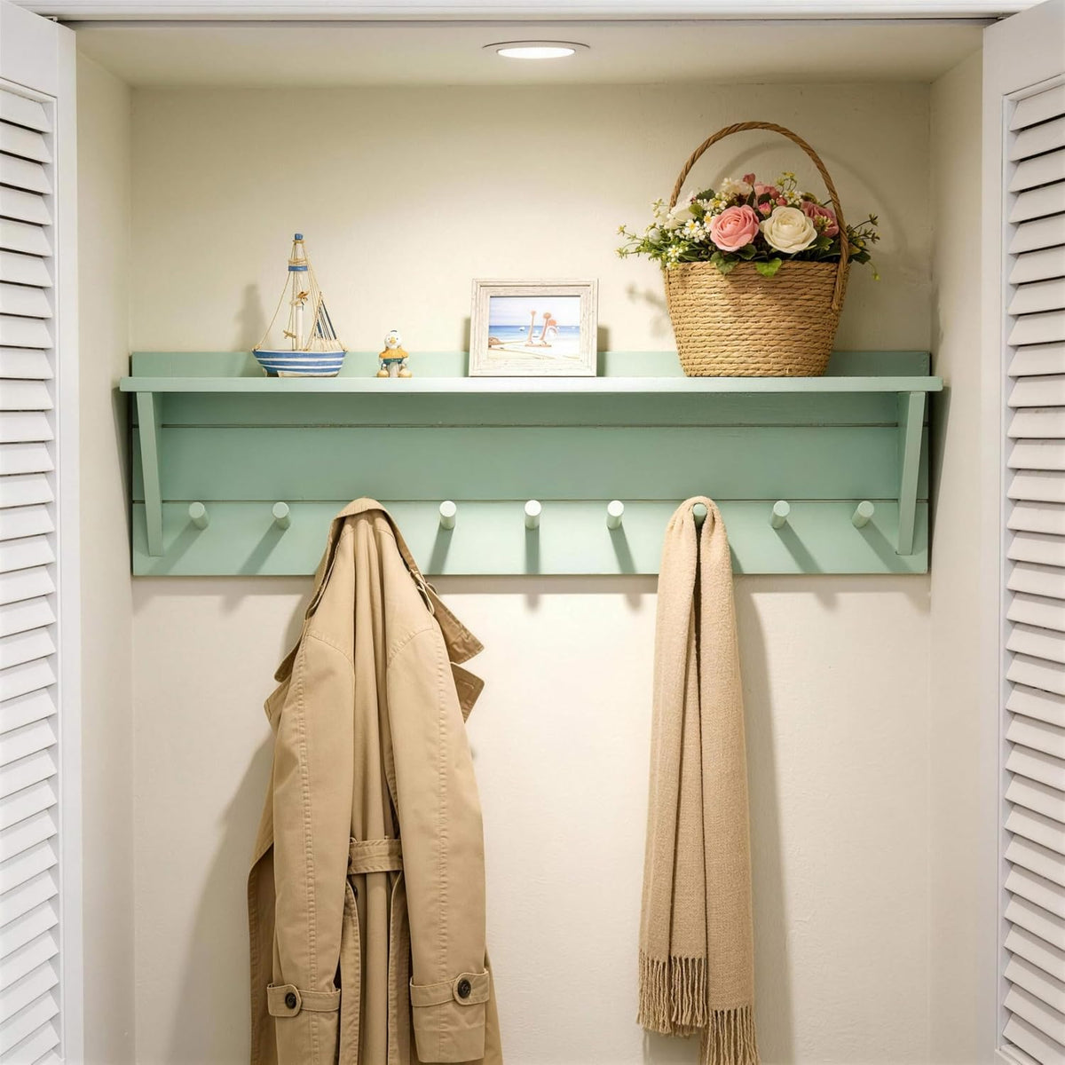 WEBI Coat Rack Wall Mount with Shelf,36" Long Entryway Wall Shelf with Hooks Underneath,9 Peg Hooks for Hanging