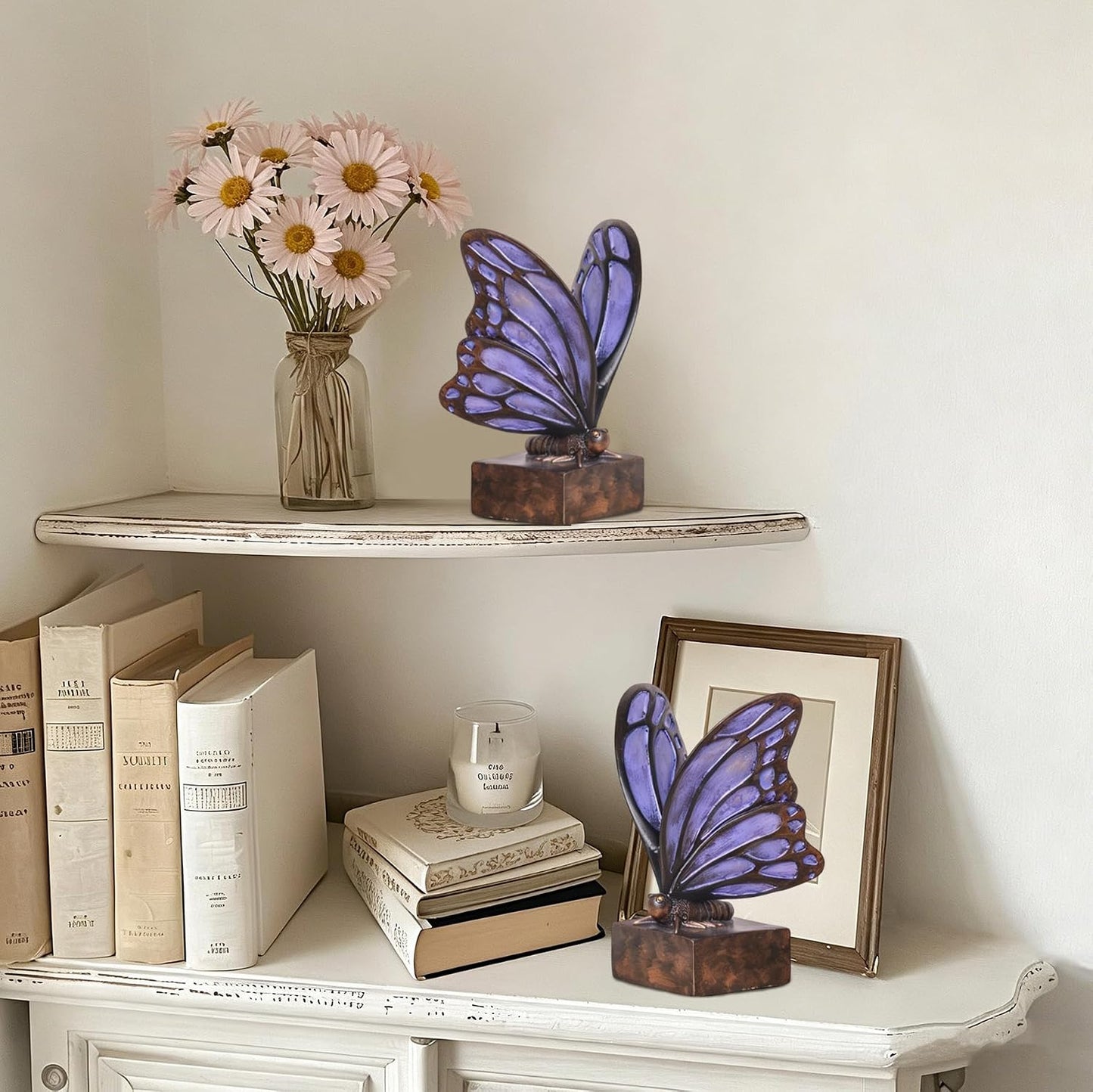 Vintage Butterfly Bookends / Purple