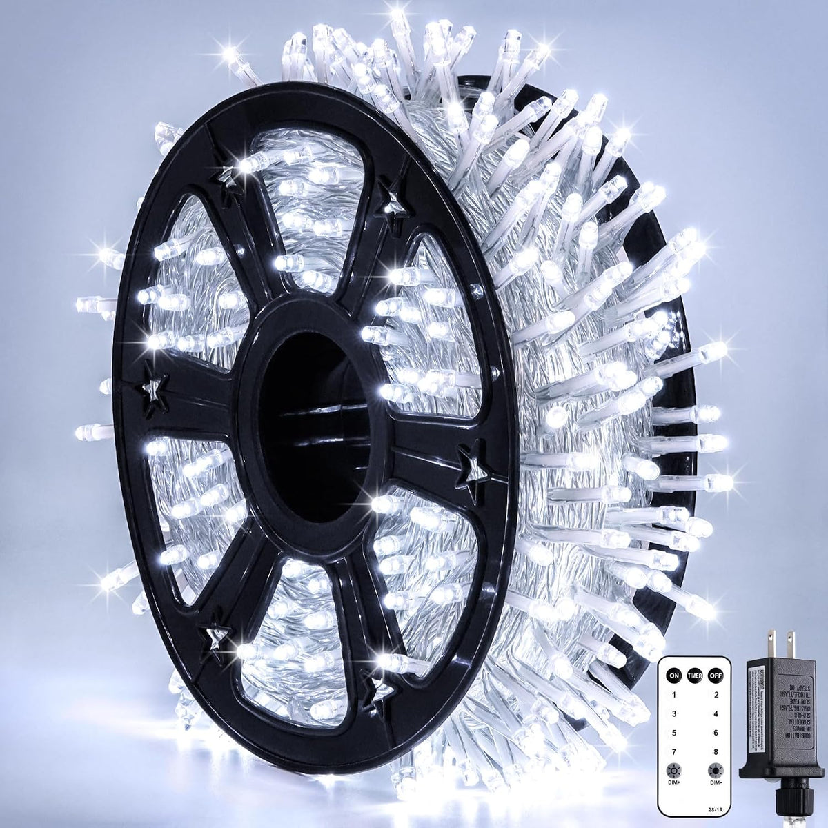 JMEXSUSS Clear Wire 720LED 230 FT White Christmas Lights with 8 Modes