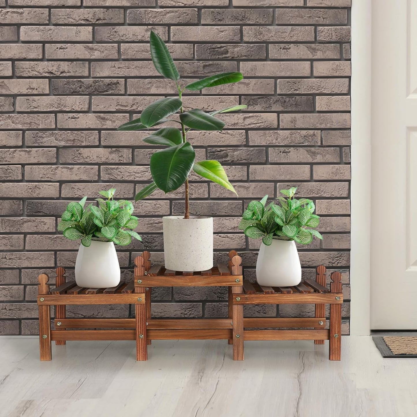 3 Tier Plant Stand Indoor,Wood Low Plant Bench for Multiple Plants | Corner Flower Pot Stand Long Plant Holder Window