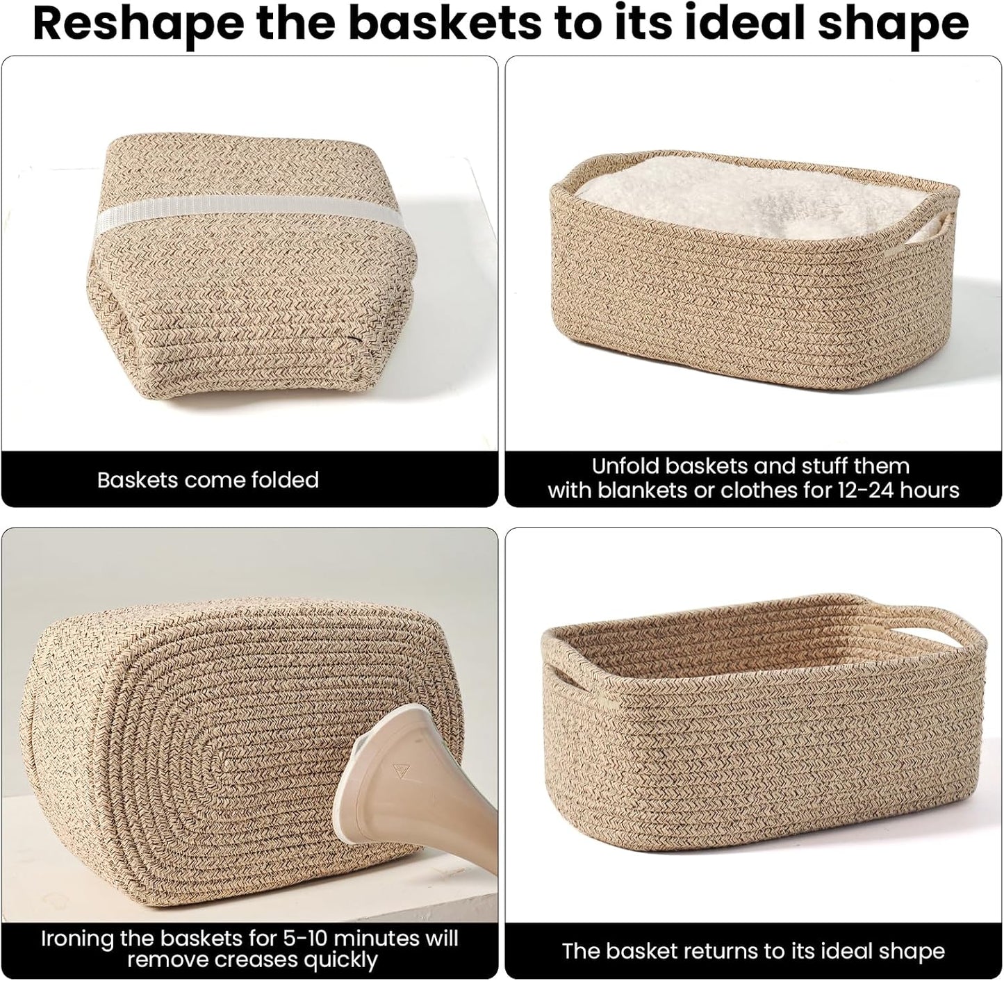 Woven Storage Baskets / 13 x 8.5 x 5.1 / Brown