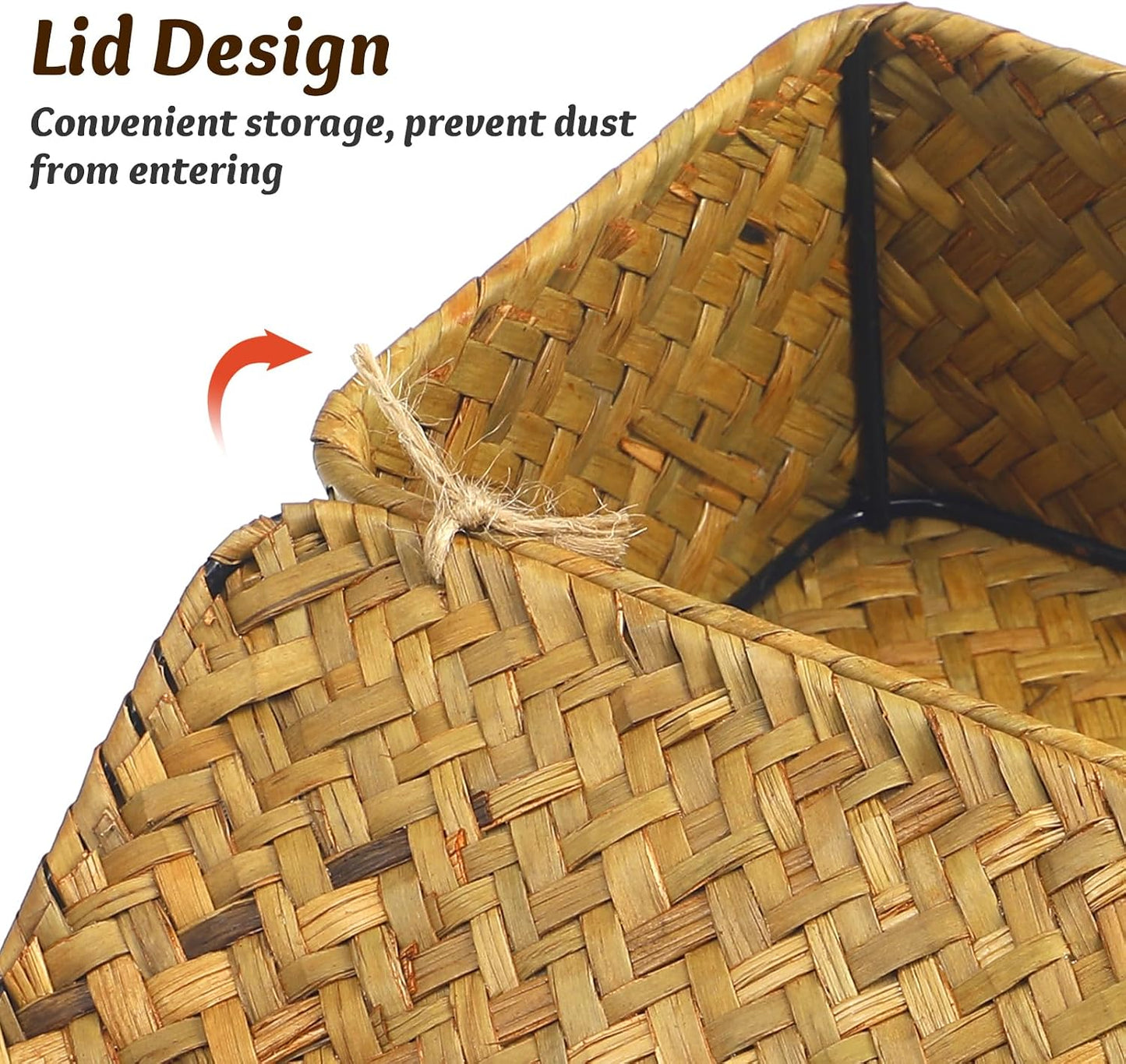 Seagrass Storage Woven Basket Straw Desktop Rattan Hand- Woven Storage Basket / 23 x 13 x 8 / S: CM