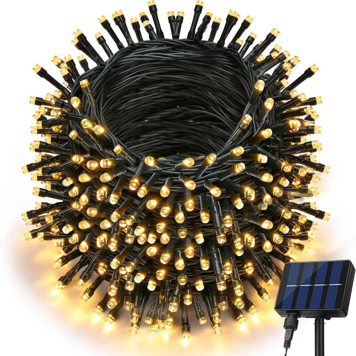 Joomer Solar Christmas Lights Outdoor, 105FT 300LED 8 Modes, Warm White