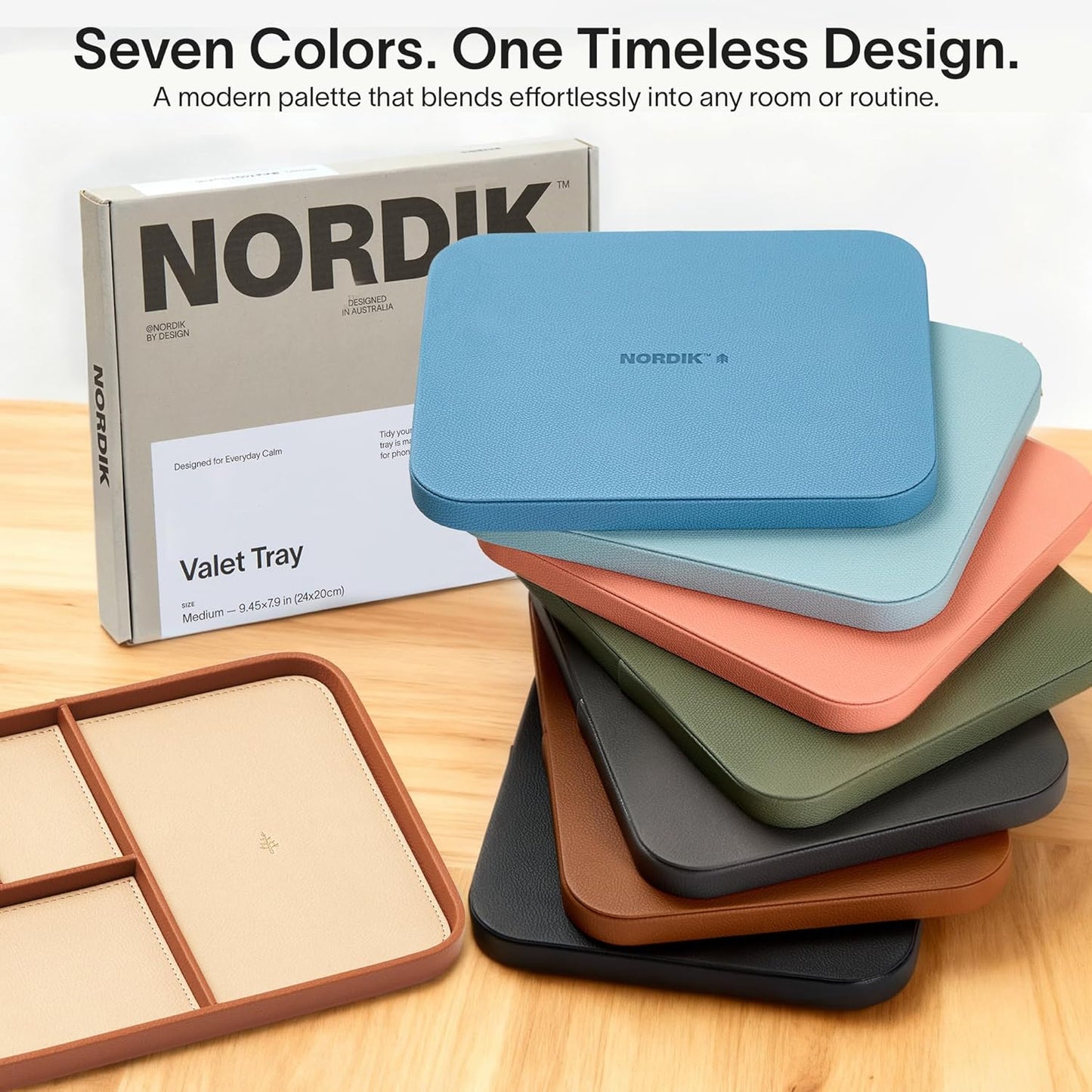 Nordik Leather Valet Tray / Sand Brown / 9.5 x 7.9