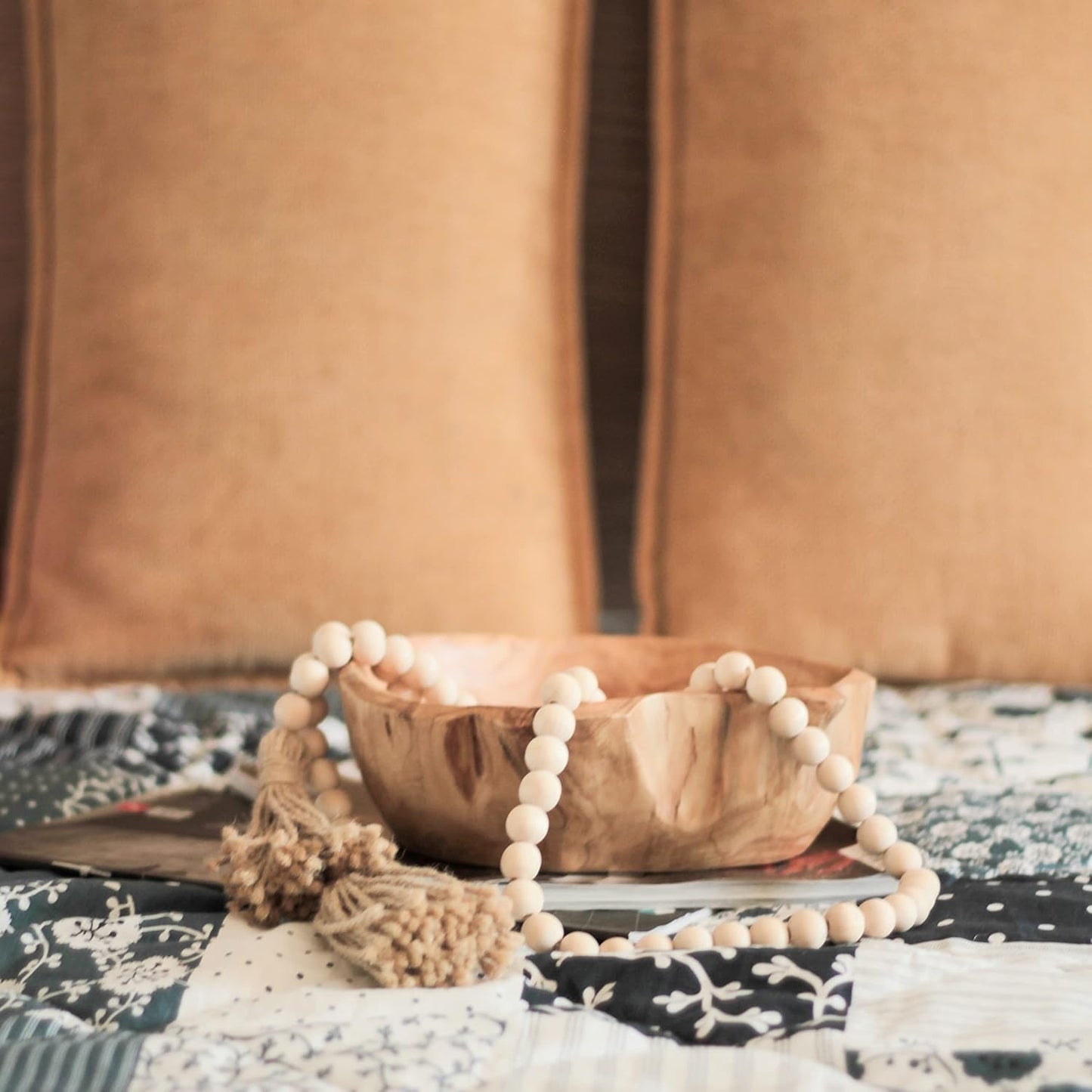 Wood Bead Garland / Natural / 8 Inch
