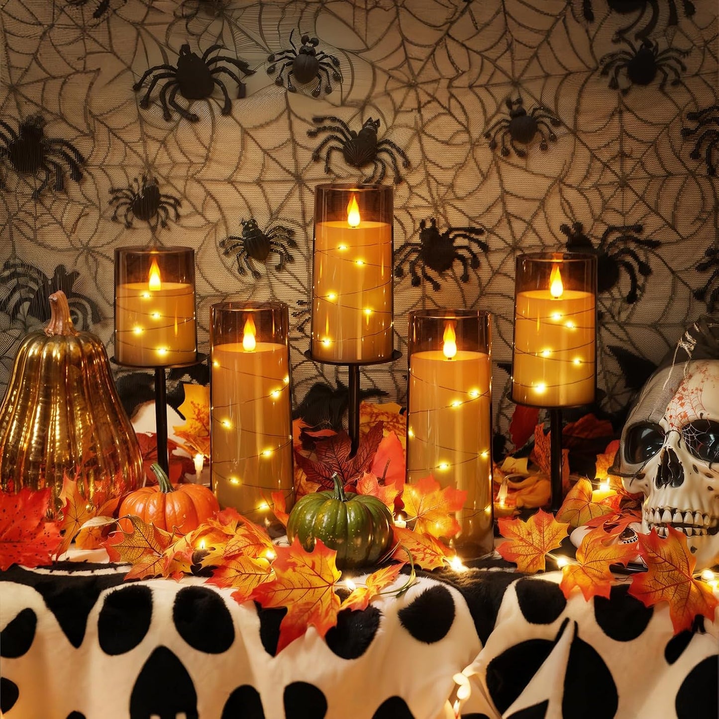 Homemory Flameless Candles with Embedded Star String Fairy Lights, Battery Operated Candles, LED Candle, Fake Candles