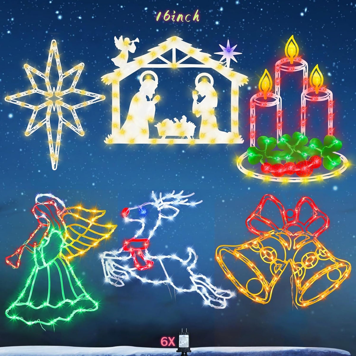 TRWYMZ Christmas Decorations - 16" Christmas Window Silhouette Lights