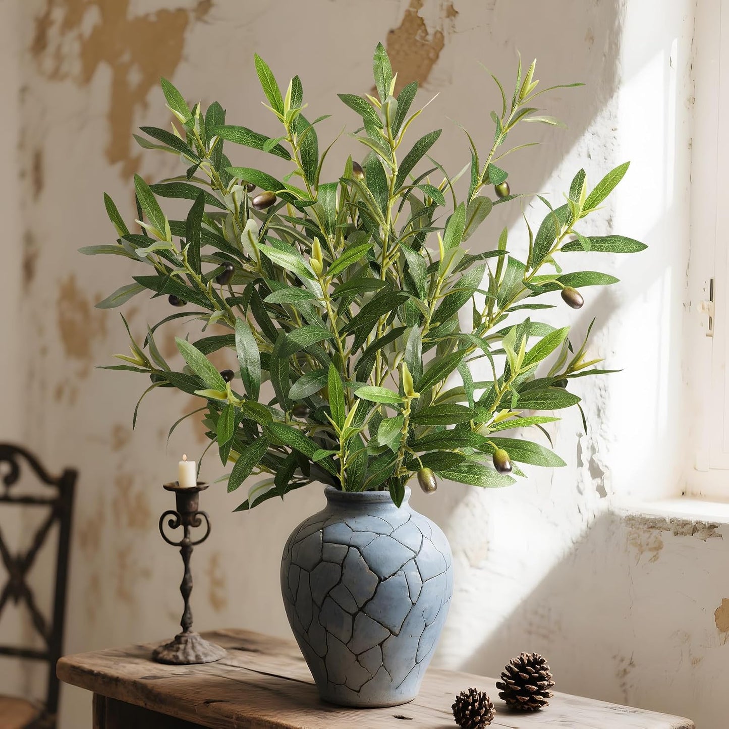 Fake Plants Olive Branch Artificial Plant Outdoor Decorations / Set of 6
