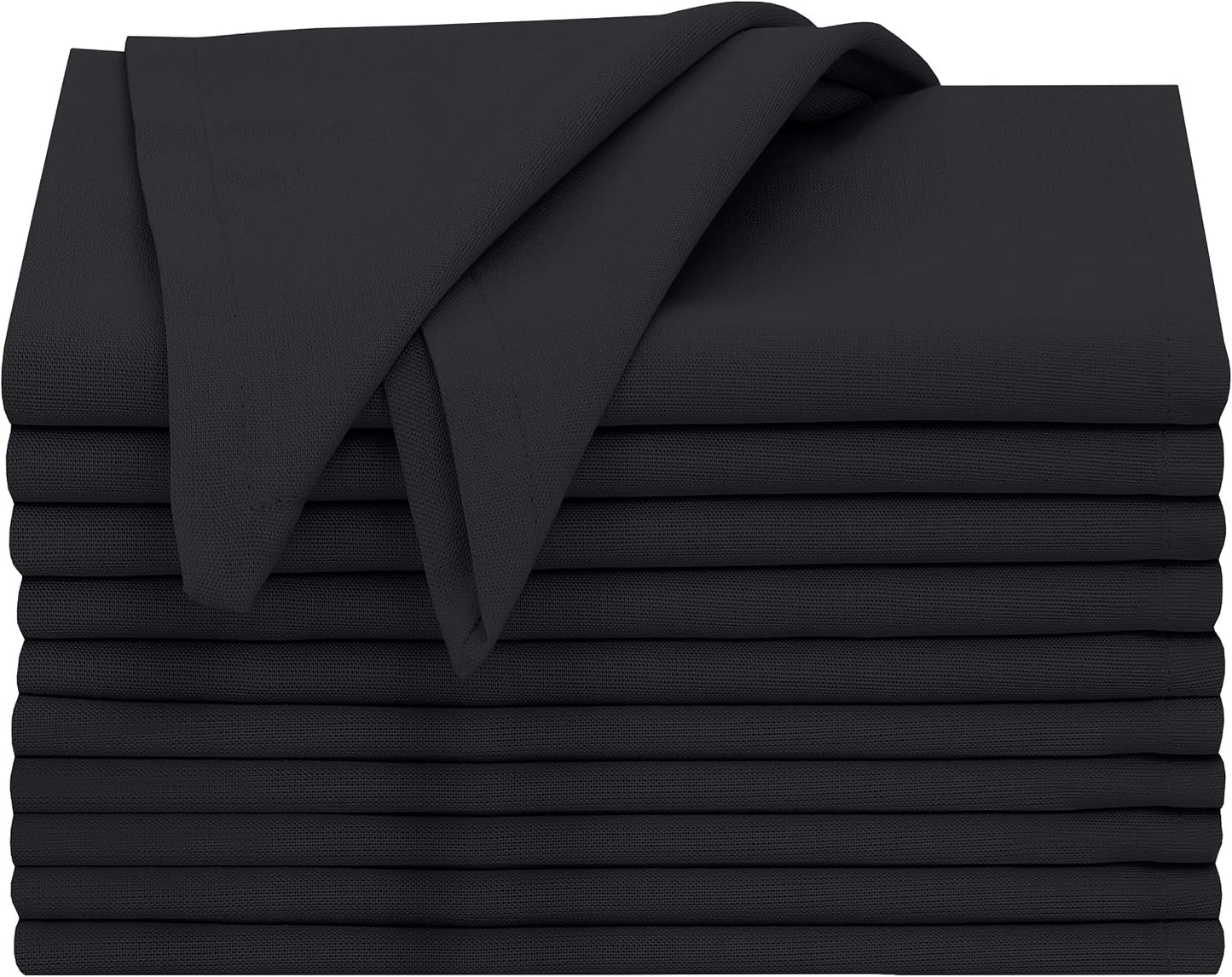 Ruvanti Cloth Napkins Set of 12, 100% Cotton 18”x18” - Black Beauty | Washable, Soft, Durable & Absorbent Everyday