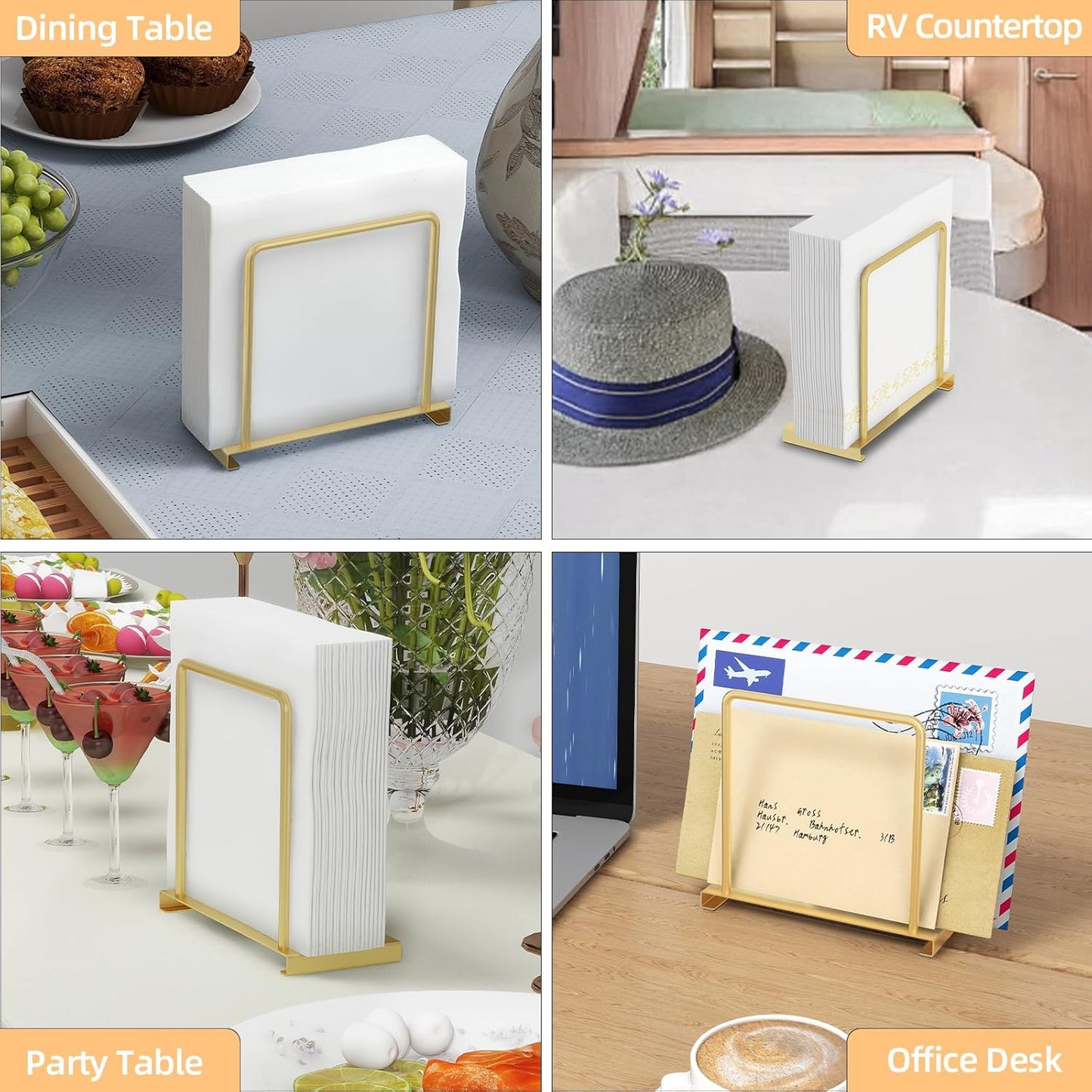 Metal Napkin Holder / Gold / Metal Base