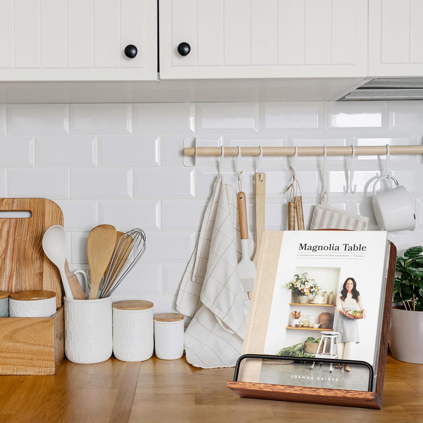 Beautiful Cookbook Stand for Your Kitchen Counter - Solid Wood, Fits iPad | Easily Keeps Cook or Recipe Books Open for