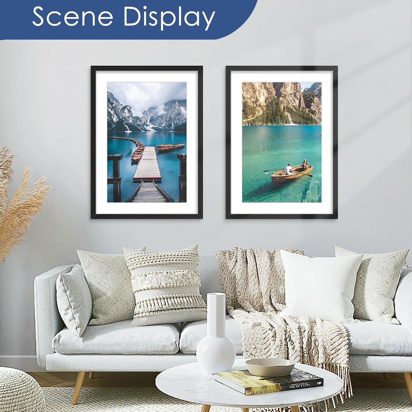 20x28 Picture Frame Set of 6, Wall Mount Display, Black | Display 16x24 with Mat or 20x28 Without Mat, Horizontal or