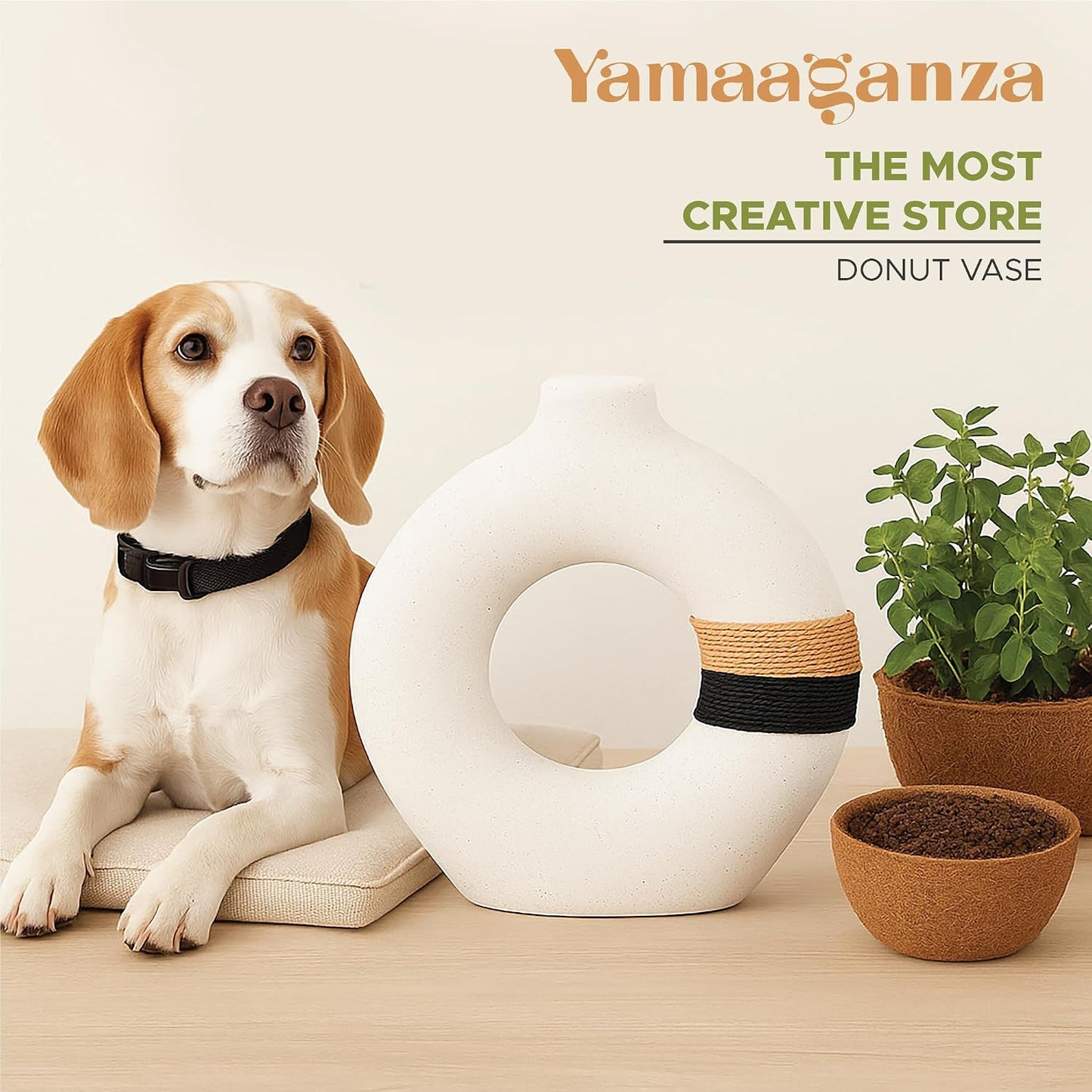 Decorative Modern Donut Shape Ceramic Vase / X1 Large