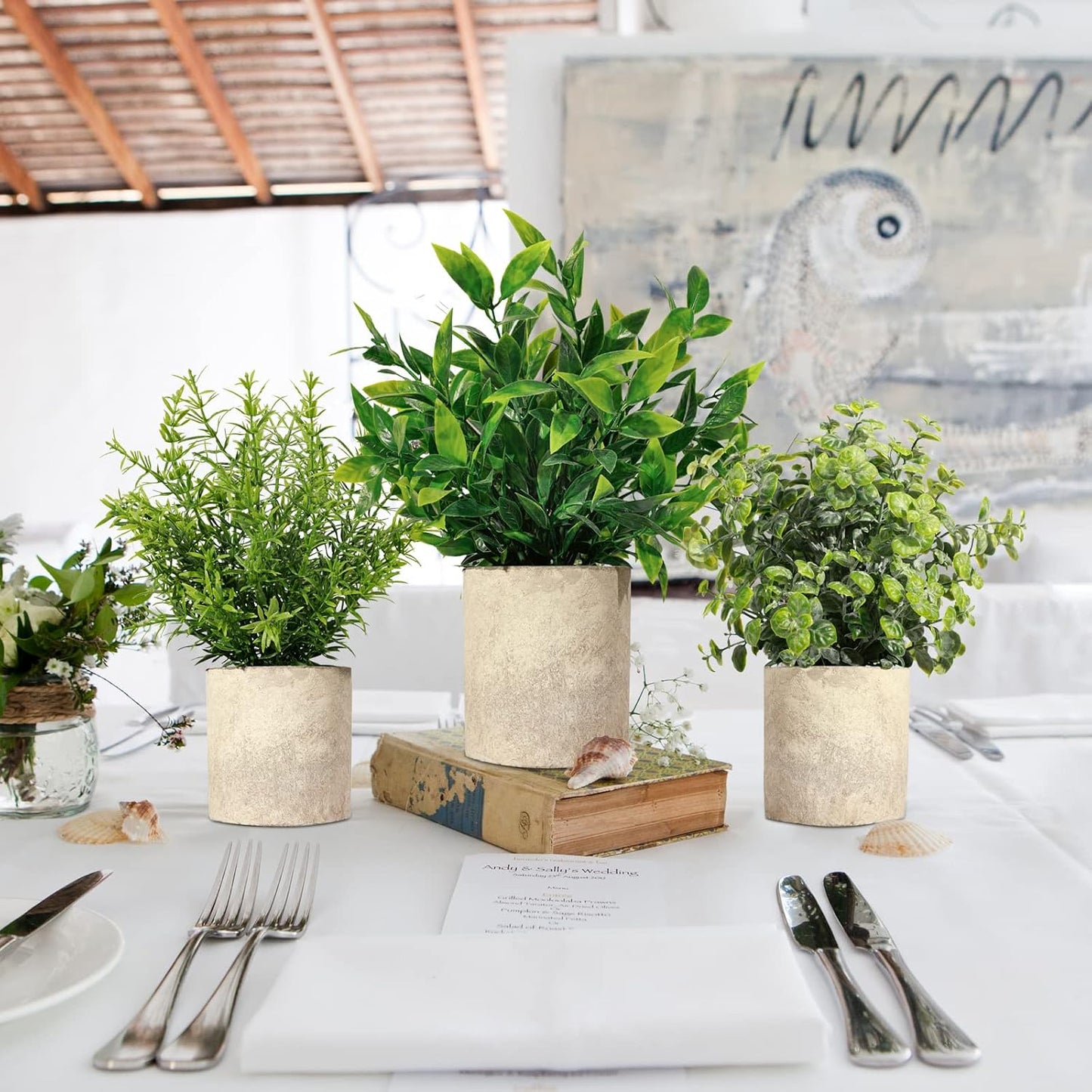 Artificial Plants Mini Fake Hanging / Eucalyptusgreen / Set of 3