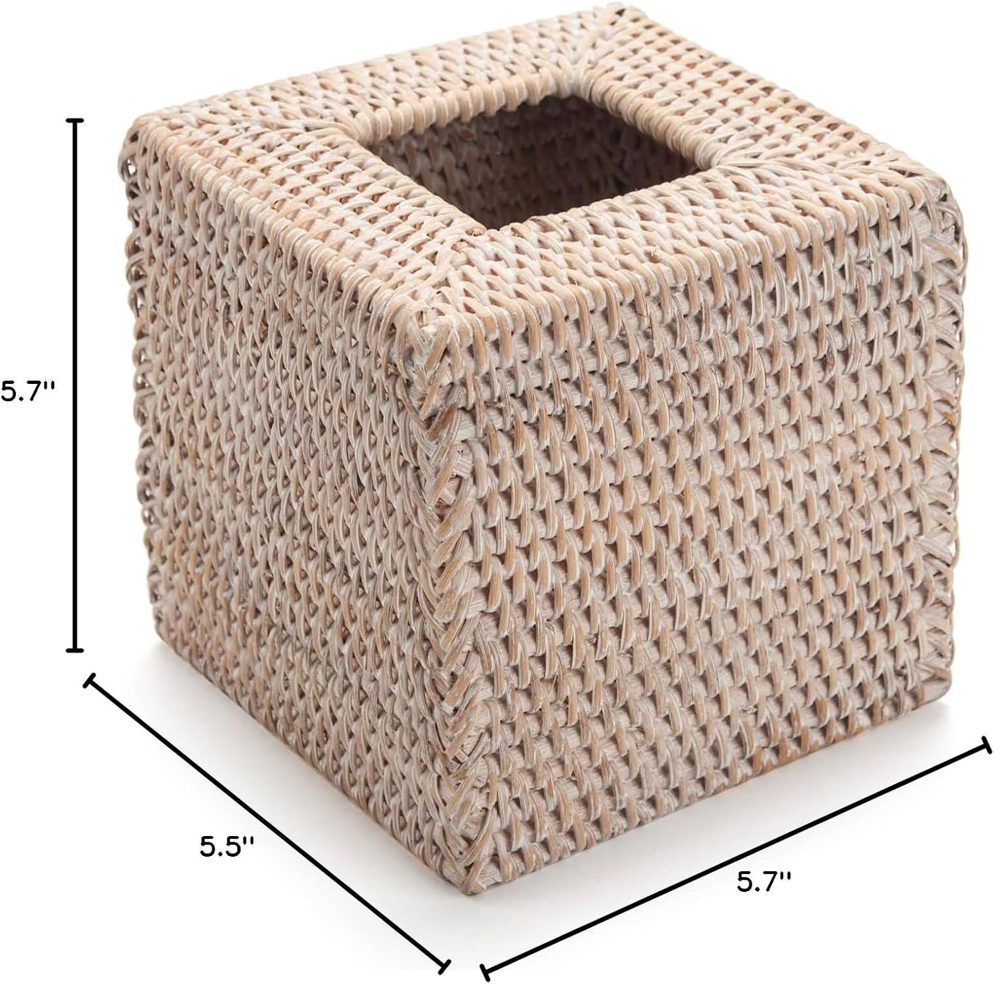Wicker Tissue Box Holder / Whitewash