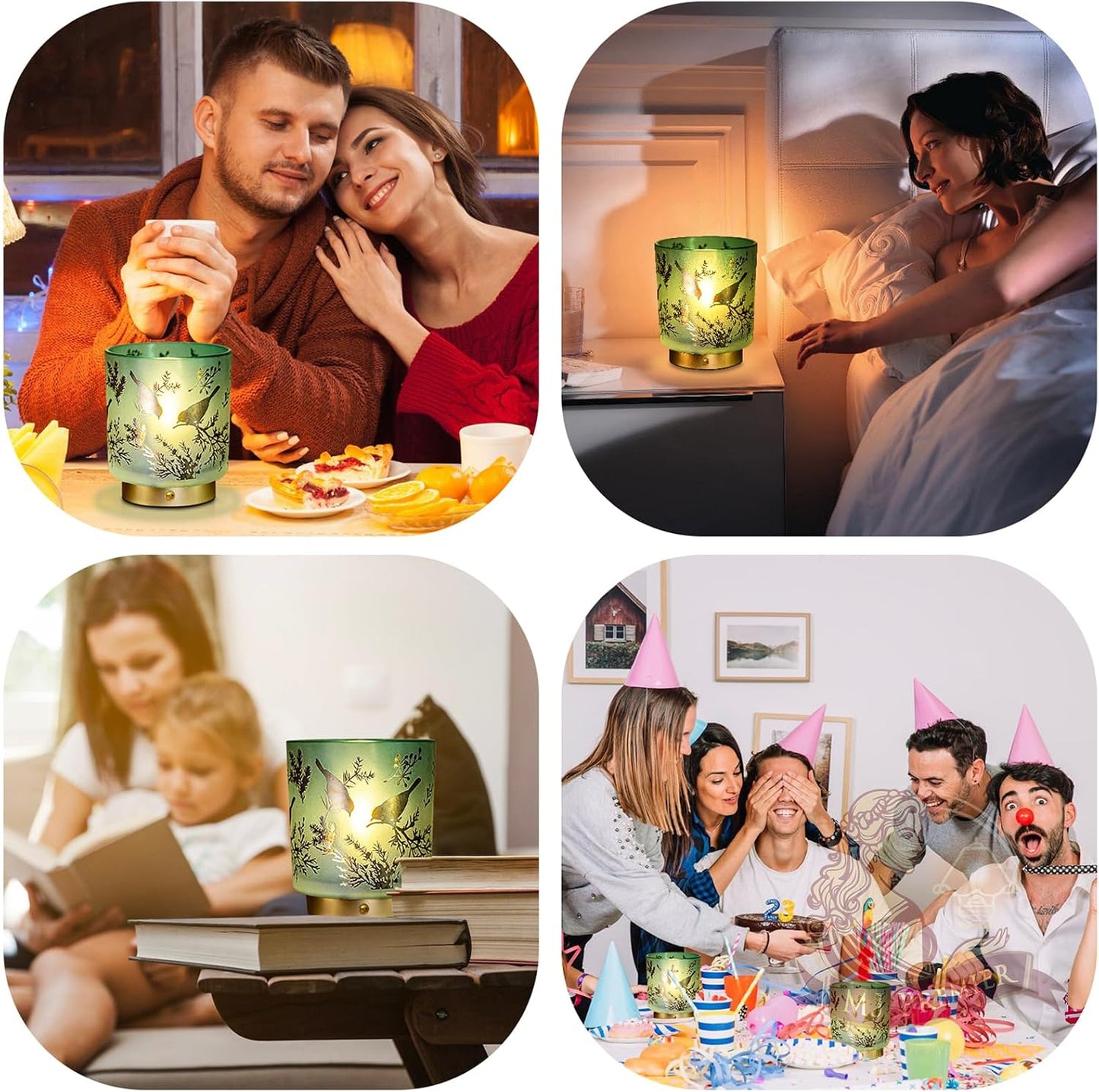 Cordless Lamp Rechargeable, Small Decorative Touch Lamp for Nightstand | Glass Battery Operated Table Lamps Dimmable
