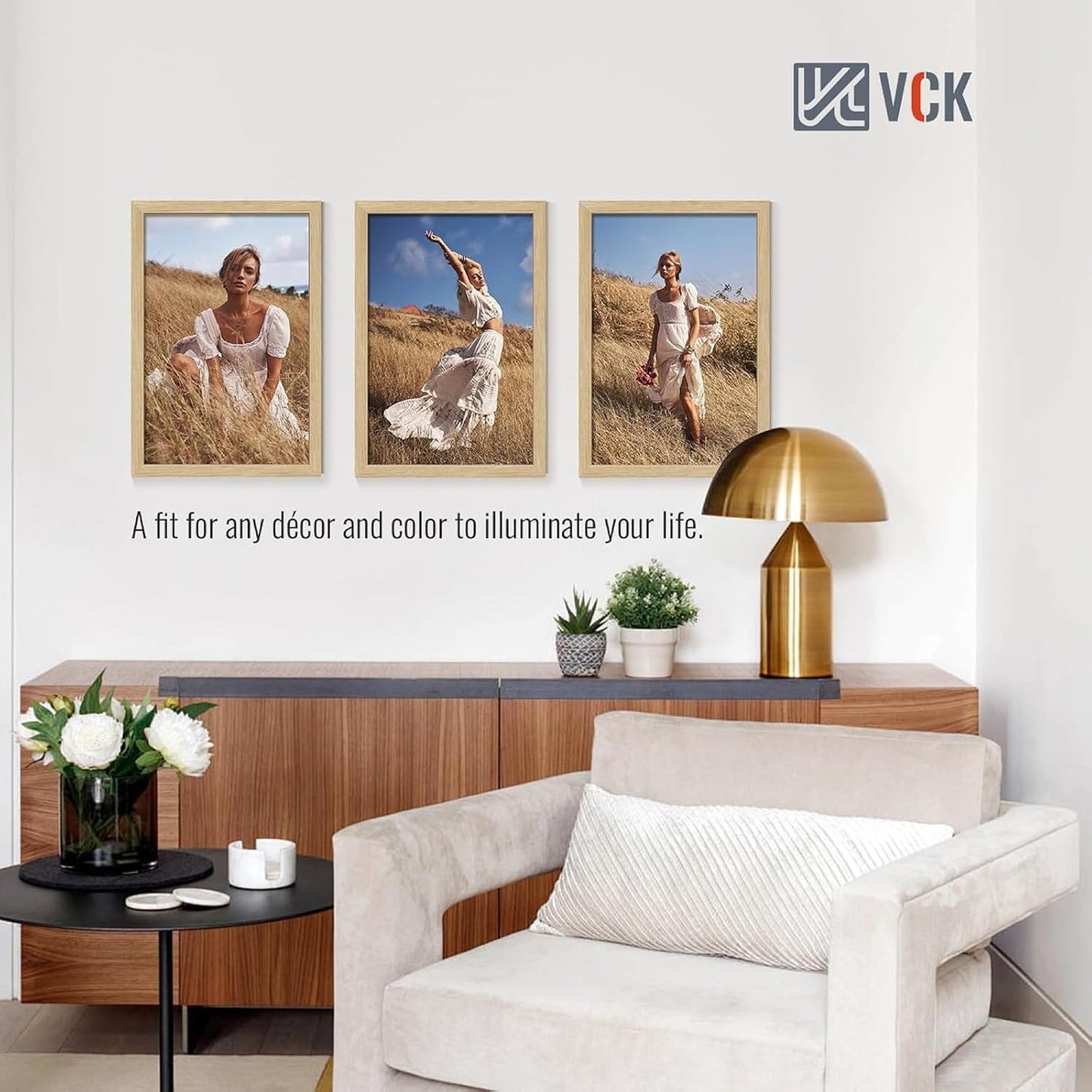 VCK 16x24 Frame Oak 4 Pack, Wide Thick Wood Border, for Poster/Prints | Exclusive Woodgrain, Wall Hanging, HD
