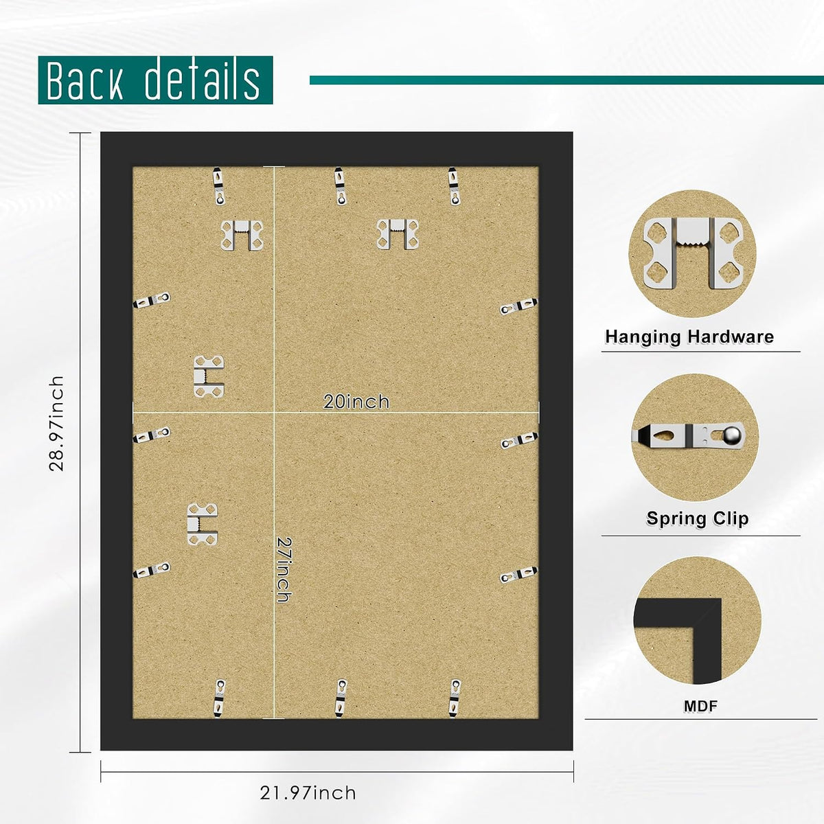 20x27 Black Puzzle Frame, Picture Frame for Wall, 3 Pack | Fits 16x24 Posters With Mat or 20x27 Without Mat, Vertical