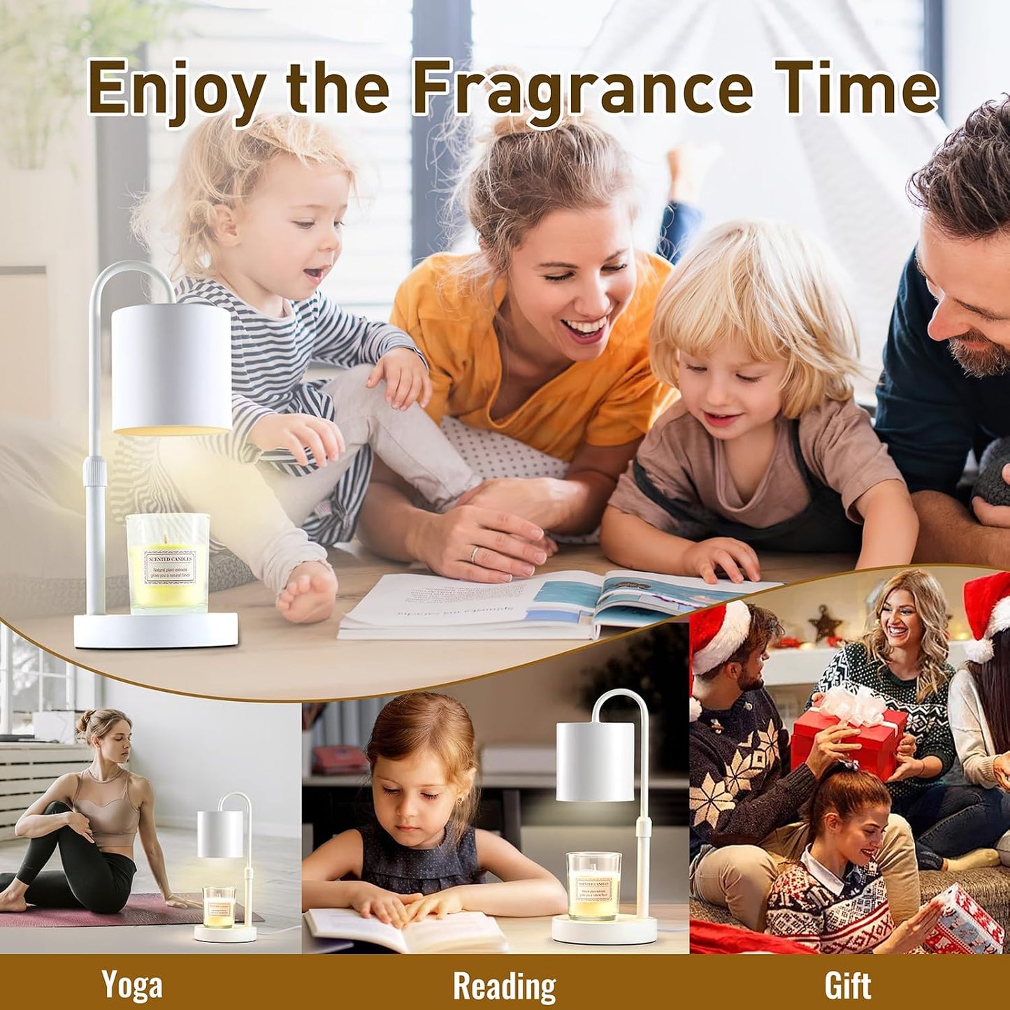 Dimmable Candle Warmer Lamp with Timer, Height Adjustable Electric Candle Wax Warmer, Christmas Birthday Gifts for