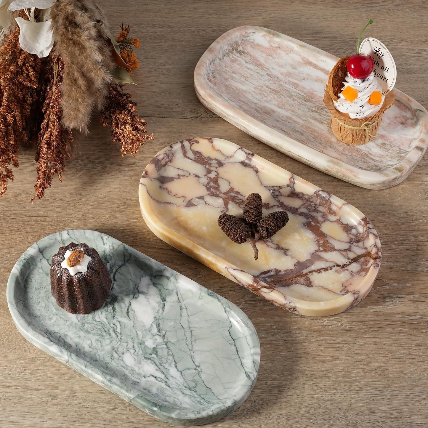 Natural Marble Tray / Norway Red / 10 x 5 x 0.7