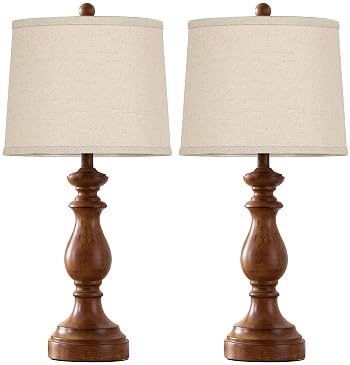 PARTPHONER Traditional Table Lamp Set of 2, Rustic Farmhouse Table Lamps for Living Room Bedroom, 27" Bedside Desk