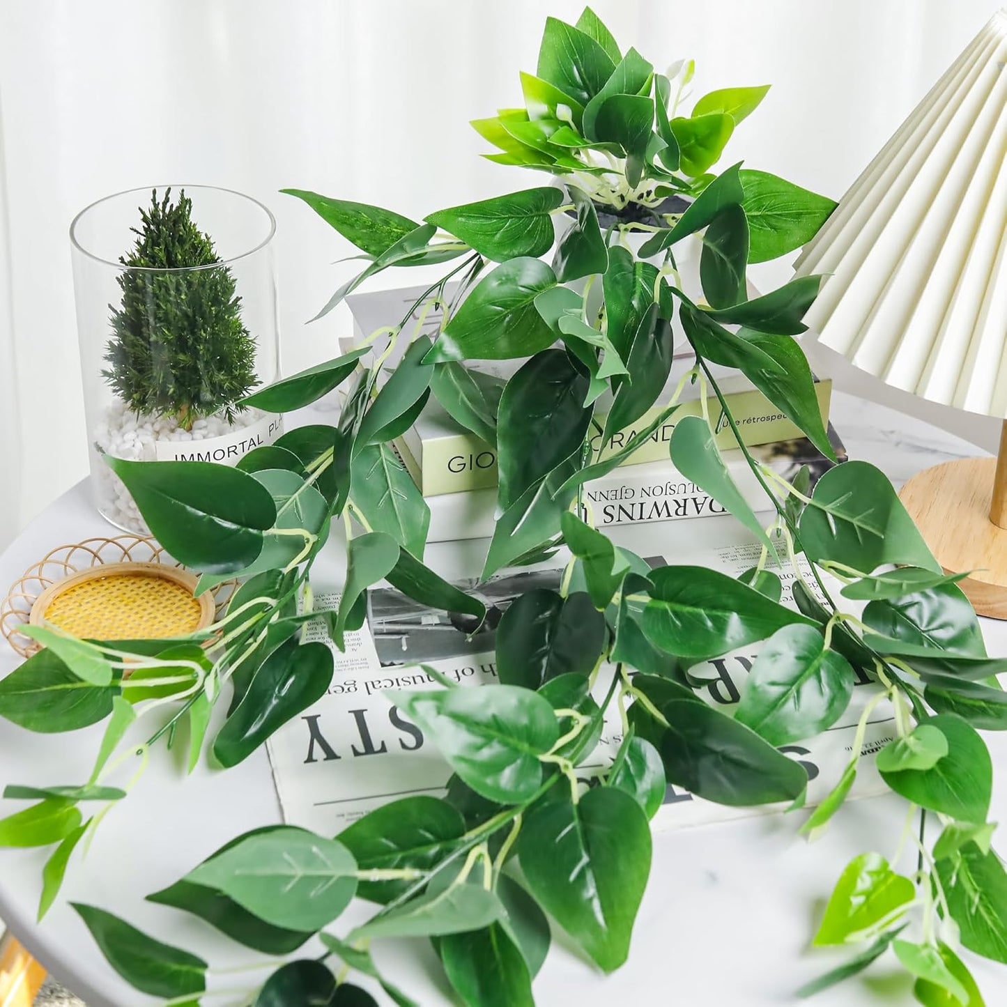 Fake Plants Hanging Faux Potted Ivy Vine Artificial Mandala Plants / Set of 4