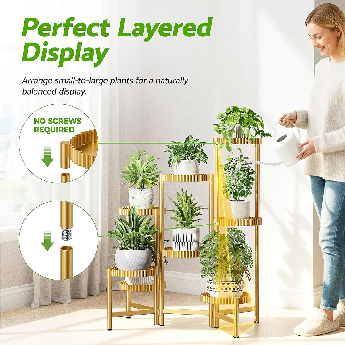 Stand Plants, 8 Tier Metal Tiered Plant Stands Indoor, Corner Flodable Plant Stand Outdoor Planter Flower Pot for