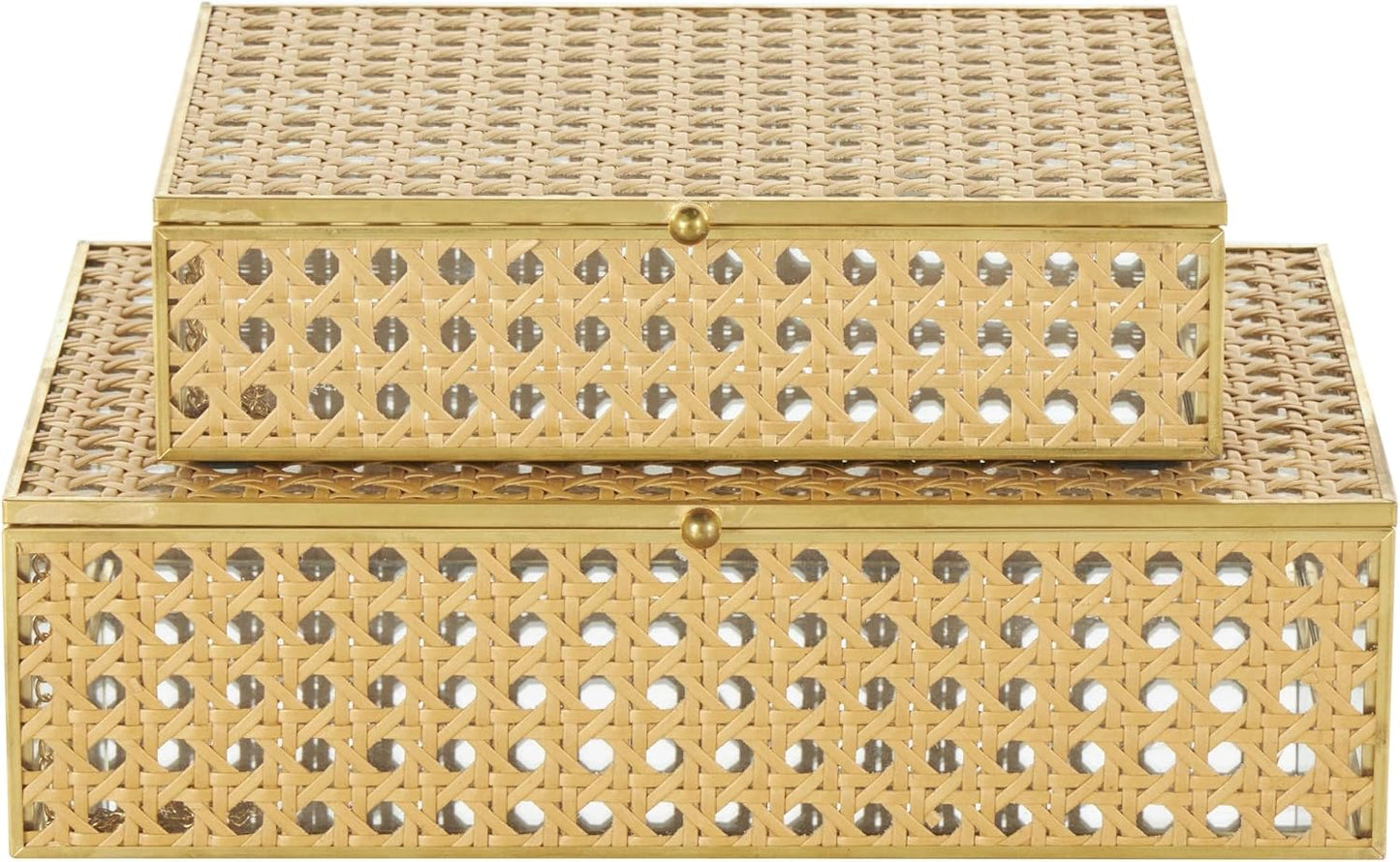 Glass Panels and Chain Accent / 10", 8"W / Set of 2