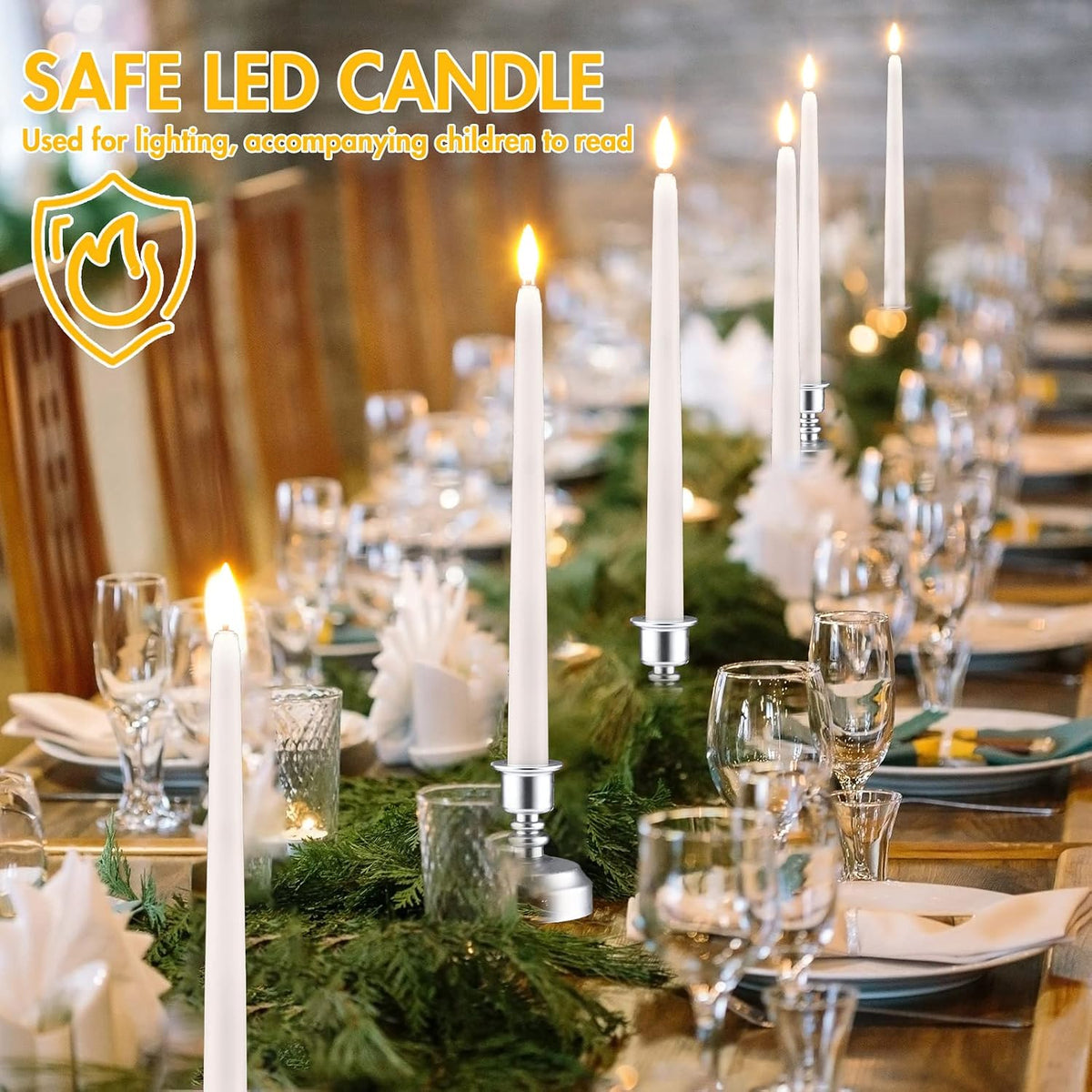 Fumete 24 Pack Flameless Taper Candles with Remote Control and Timer Flickering LED Taper Candles Realistic 3D Flame