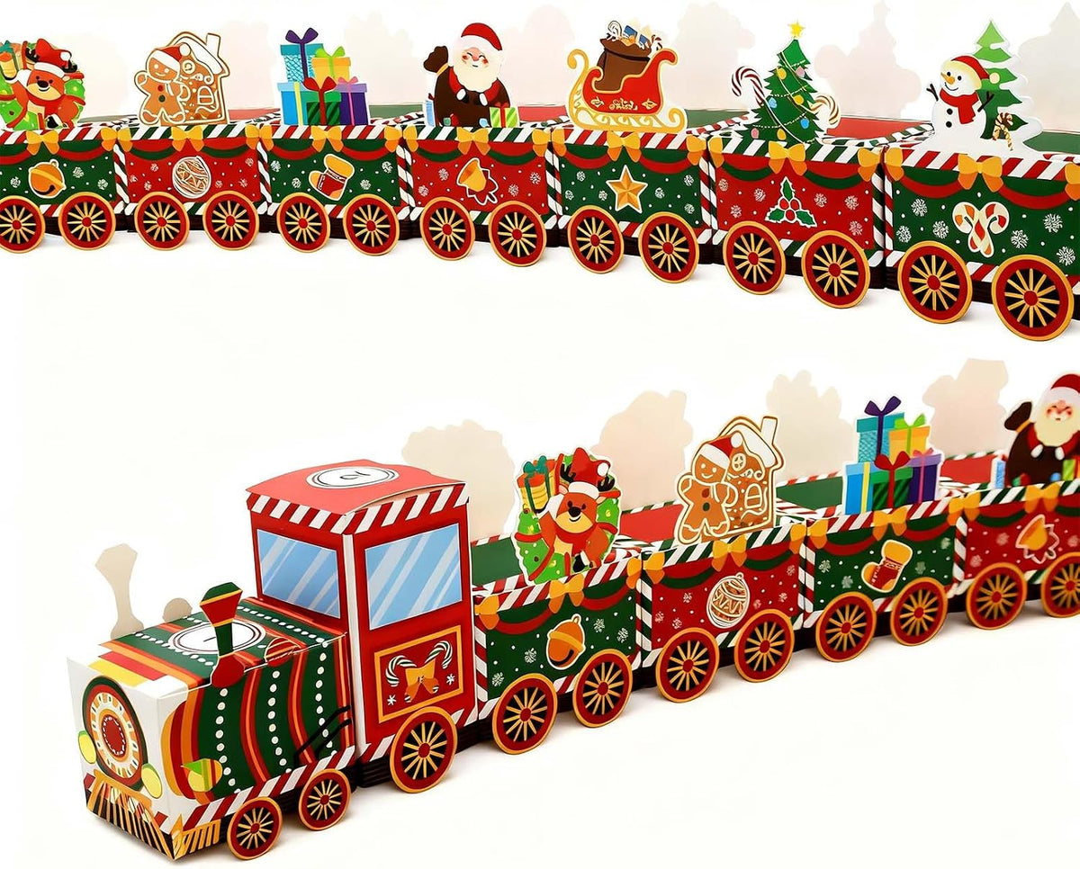 Lihome Diy Advent Calendar - Empty Advent Calendar to Fill Yourself, Christmas Advent Boxes Empty for Kids and Family (Christmas Train)