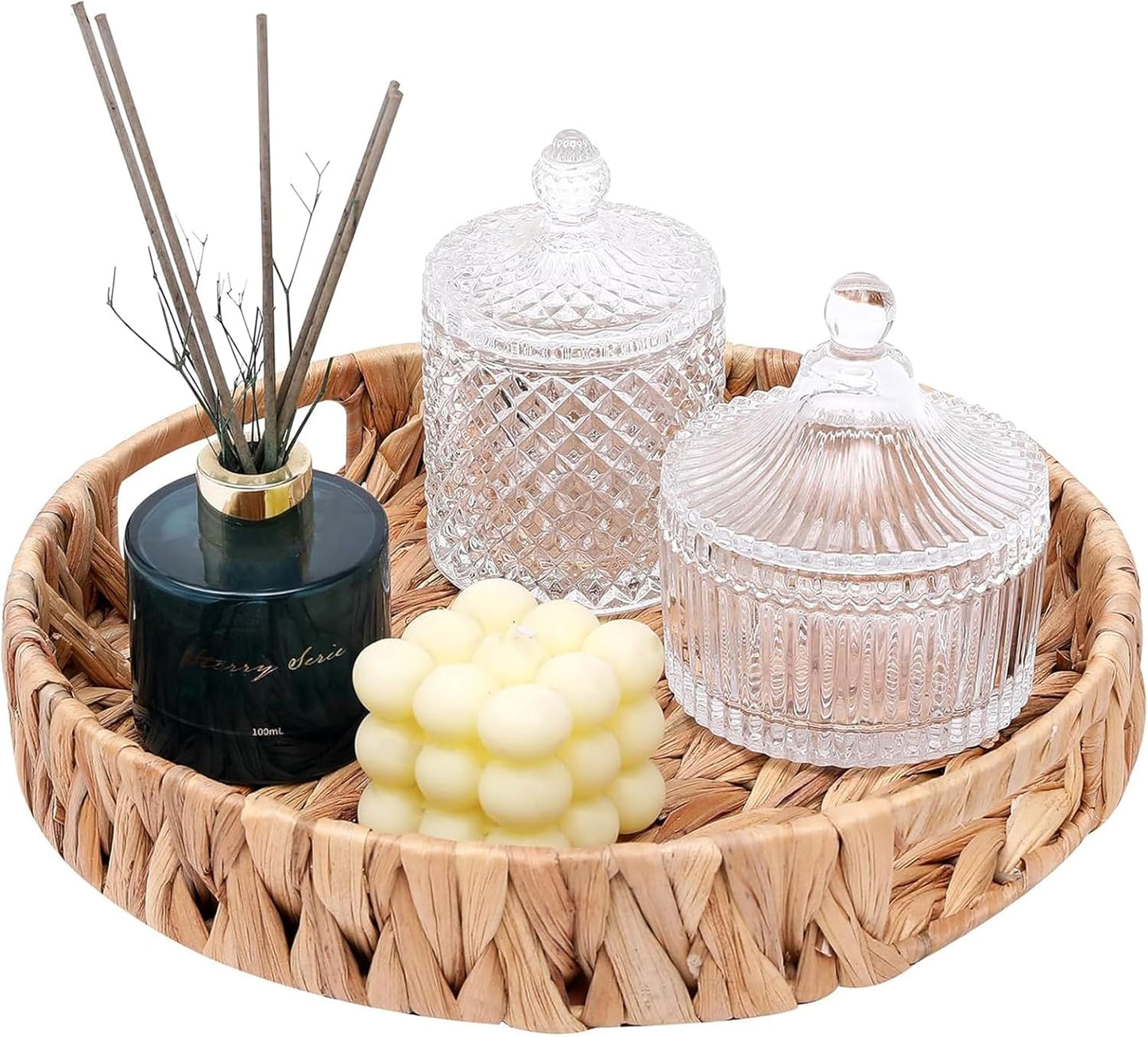Water Hyacinth Wicker Serving Tray / 11.8 x 1.9