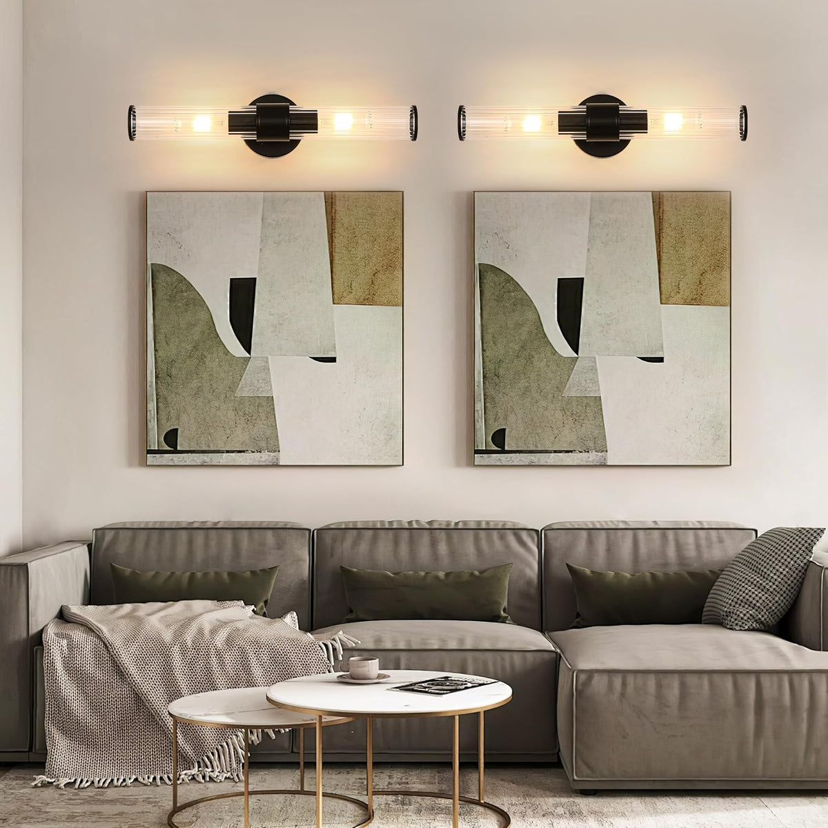 Morauroral Black Battery Operated Wall Sconces Set of 2 | Rechargeable Wall Lights with Remote, 20 Inch Modern Wireless