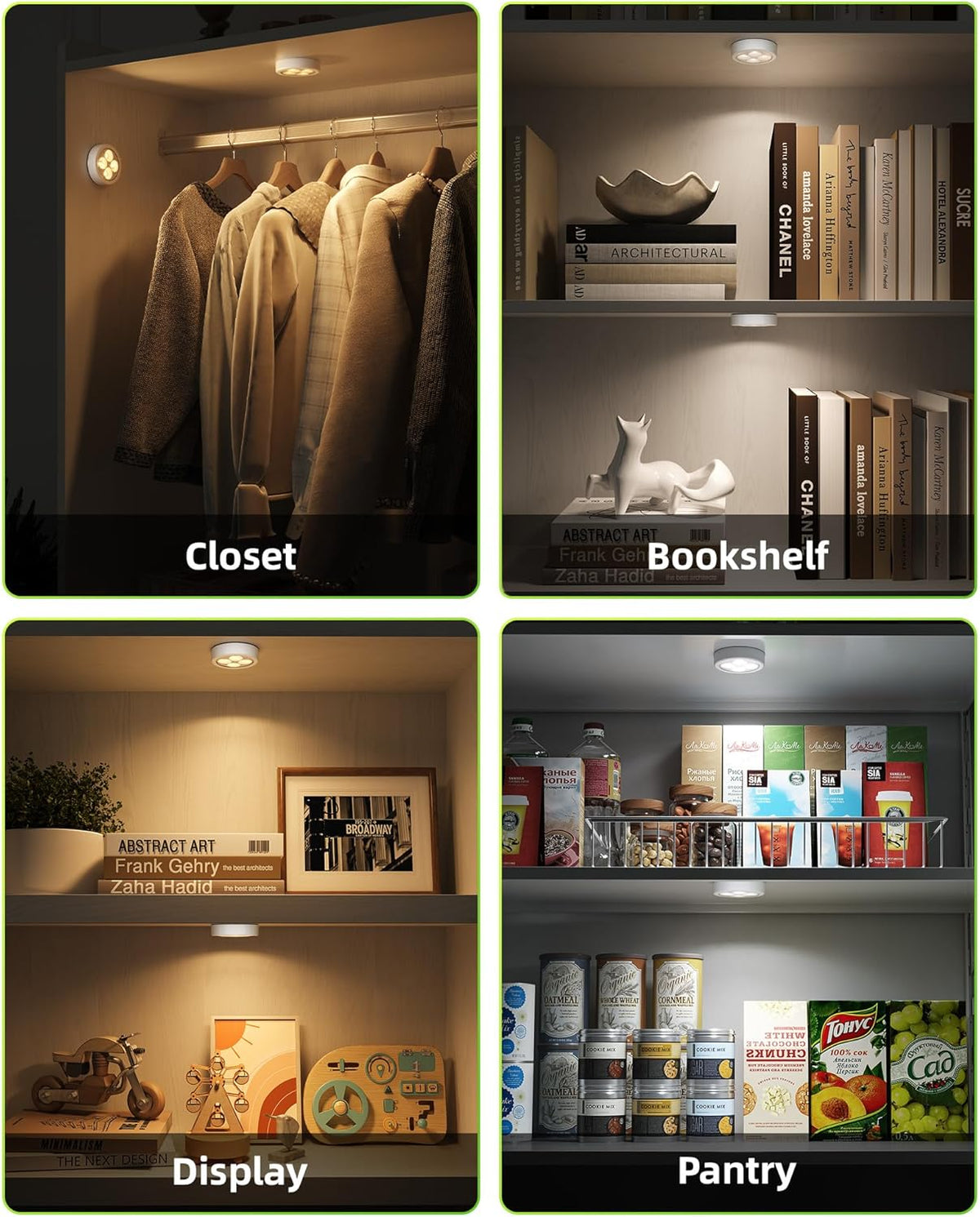 EZVALO LED Puck Lights with Charging Station, Rechargeable Stick On Tap Lights, Wireless Closet Light, 3 Color Temps
