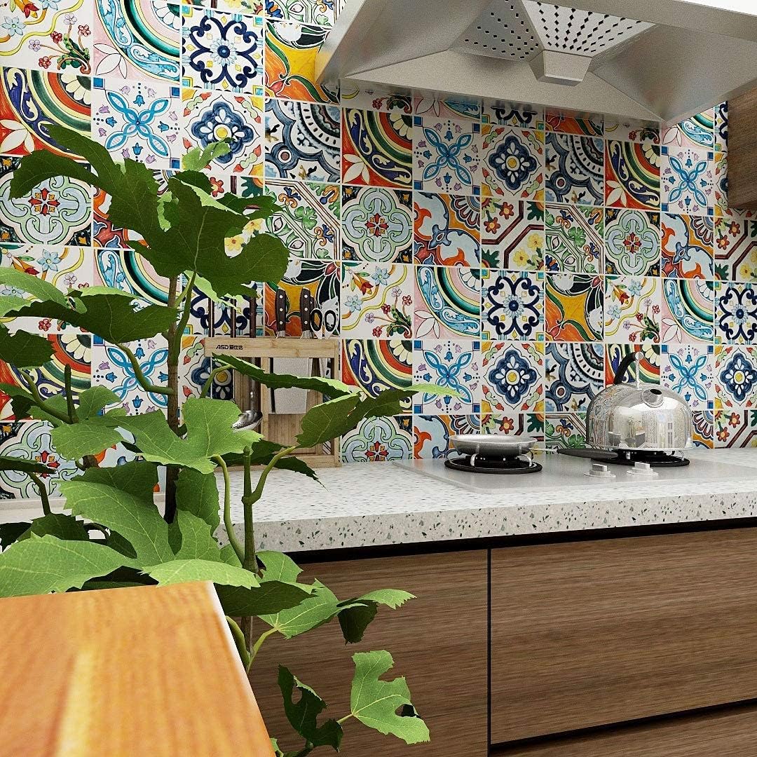 Easy Apply Just Peel and Stick Bohemian Moroccan Tile Decals "/PC / 6 x 6 / Multi