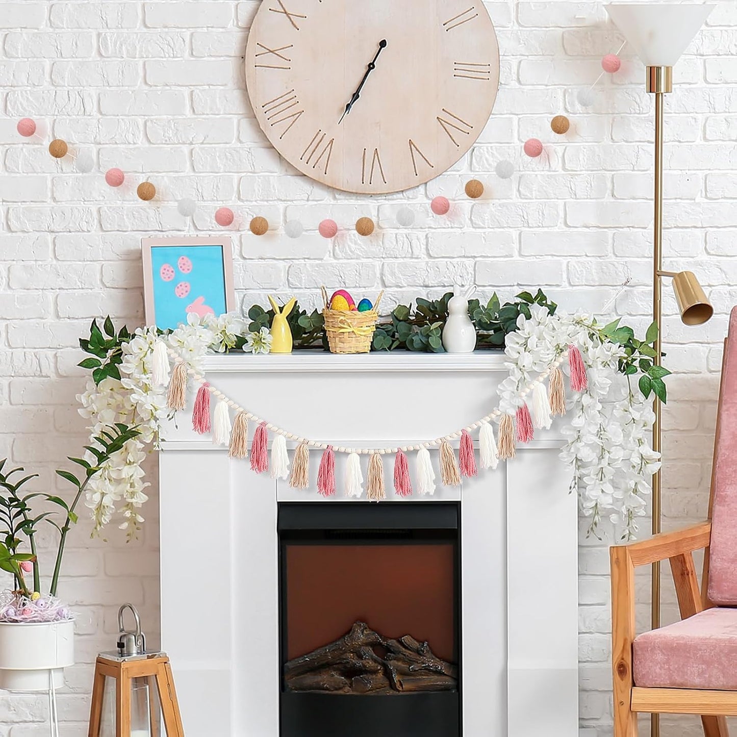 Boho Tassel Garland Decor Include 1 Boho Tassel Garland / Pink / Set of 2