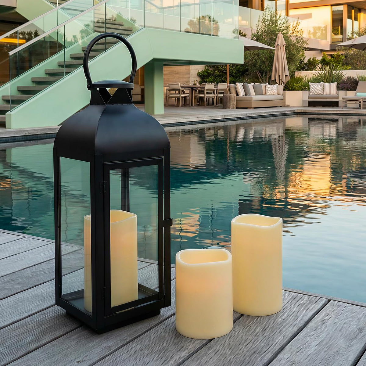 6" 8" 10" x 5" Waterproof Extra Large Outdoor Flameless Candles Battery Operated LED Flickering Pillar Candles with