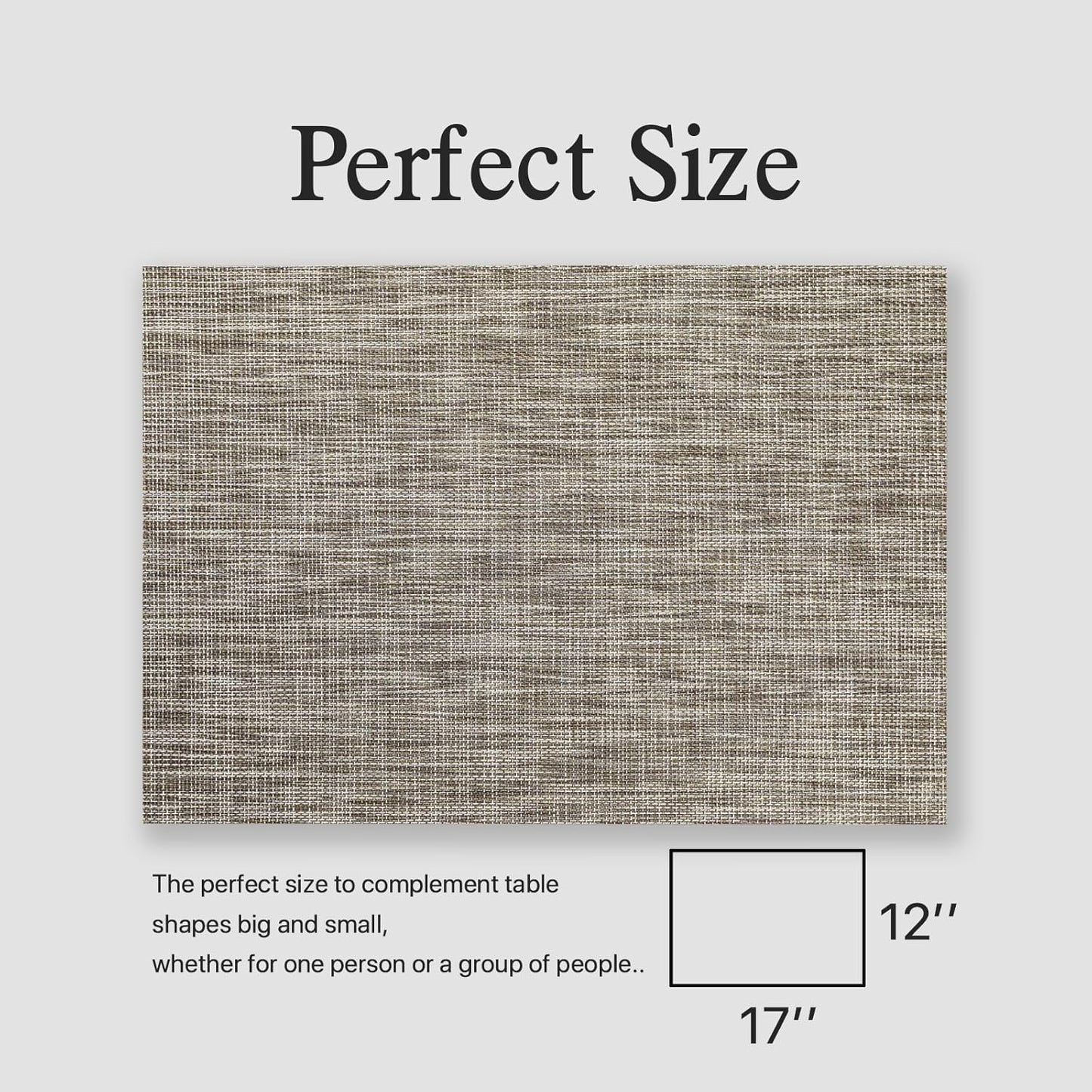 Placemats Set of 12 - Easy Clean Woven Vinyl Placemats for Dining Table, Indoor/Outdoor Place Mats, Washable PVC Table