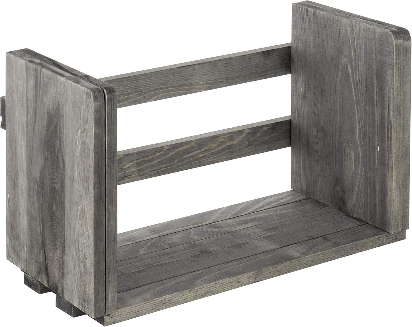 MyGift Gray Barnwood Desktop Bookshelf, Adjustable Expandable Book Rack | Expandable width adapts to changing