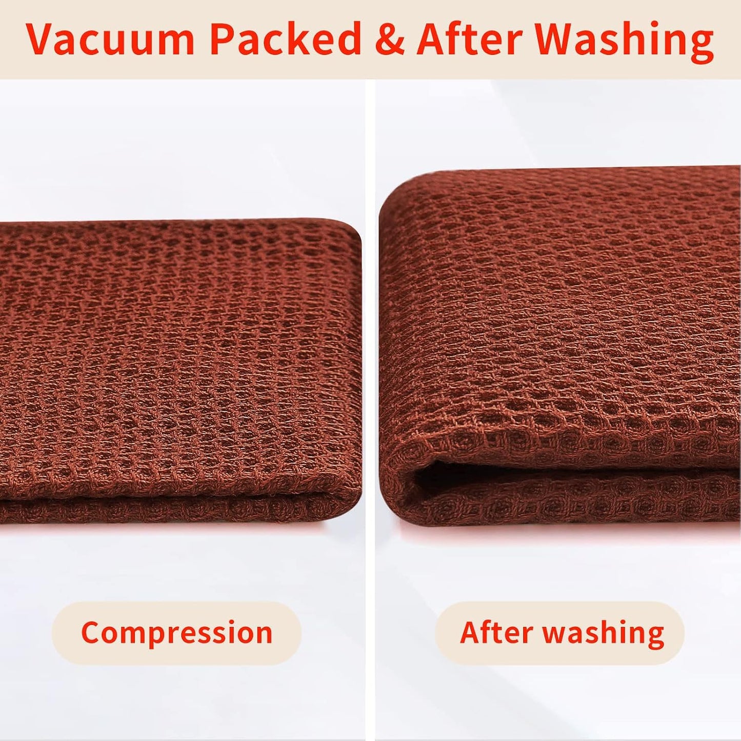 Homaxy 100% Cotton Waffle Weave Kitchen Dish Cloths 12-Pack, Rust | 12 x 12 Inches, Ultra Soft Absorbent Dish Towels