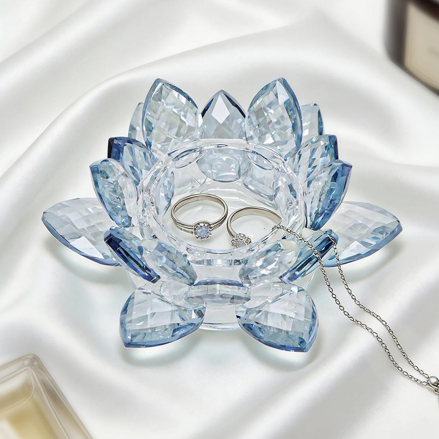 Crystal Lotus Jewelry Tray / 4.4" - Blue
