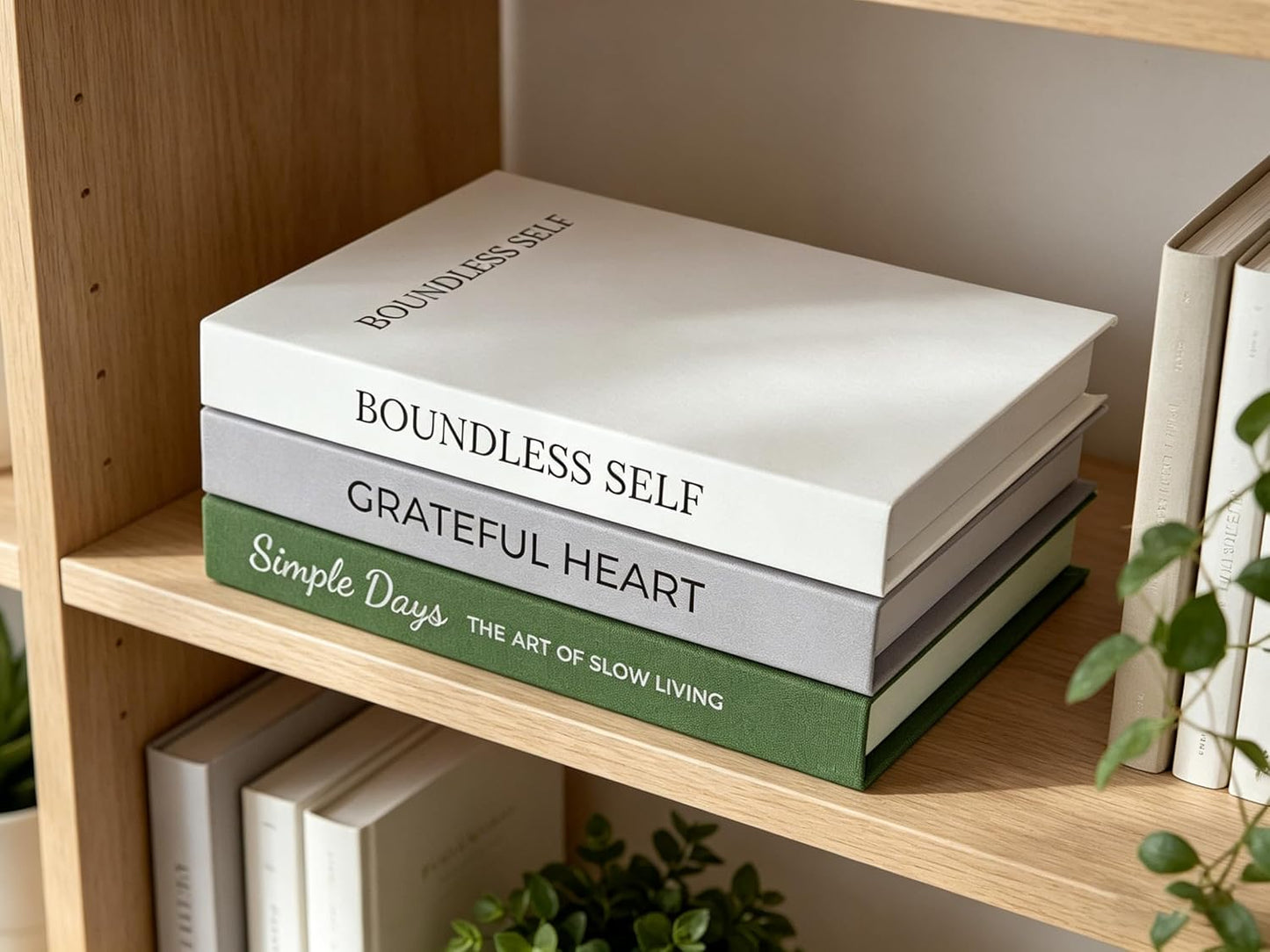 Olive Green Decorative Books Minimalist Linen Hardcover Faux / Philosophical Olive Green / Set of 3