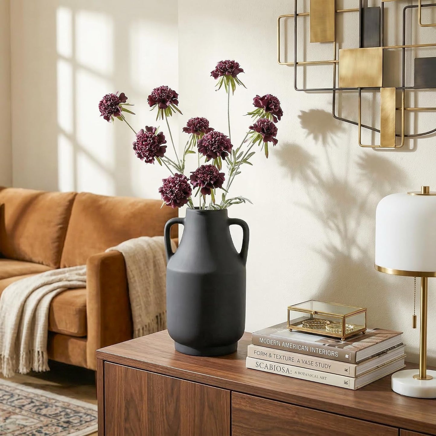 Black Ceramic Flower Vase / 11inch Black / 11 Inch
