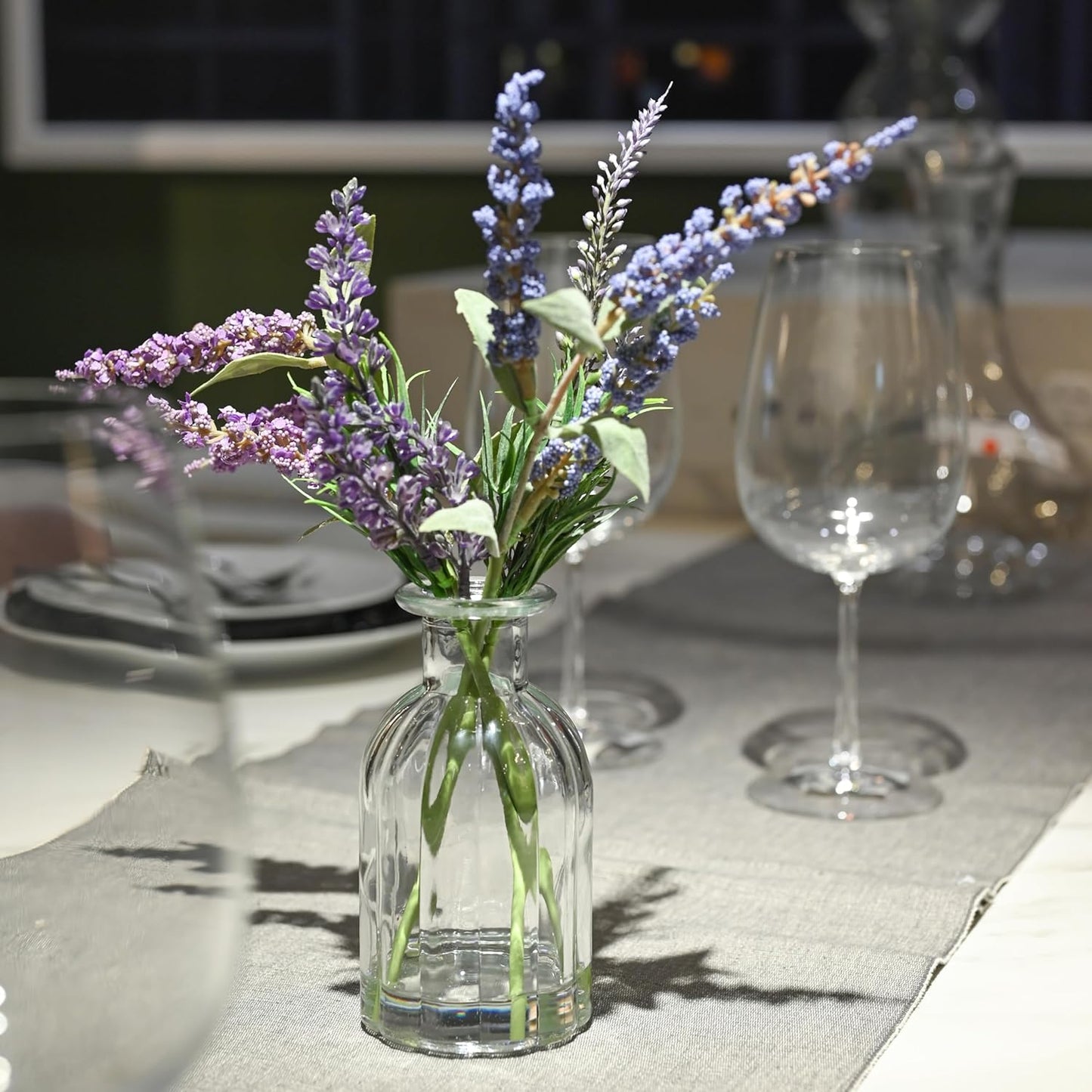 Faux Silk Flowers Fake Plant Decor / Purple