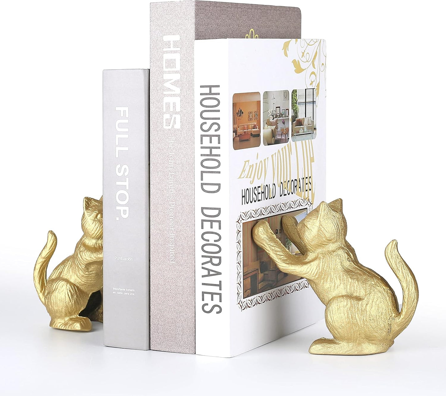 Lucky Cat Decorative Bookend / Gold