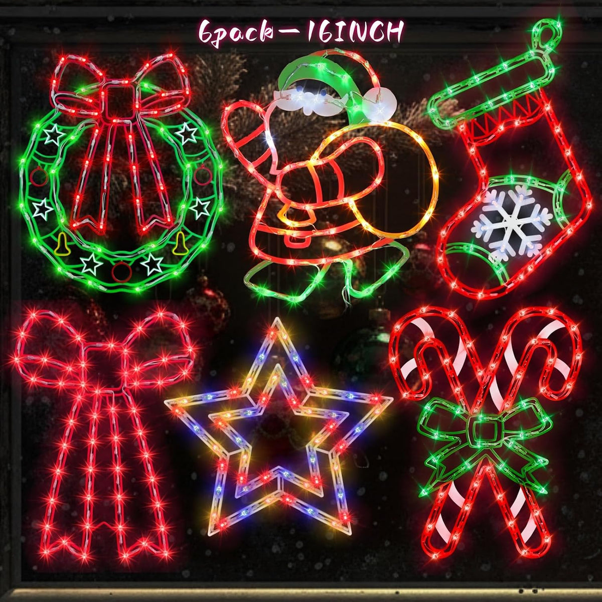 TRWYMZ Christmas Decorations - 16" Christmas Window Silhouette Lights